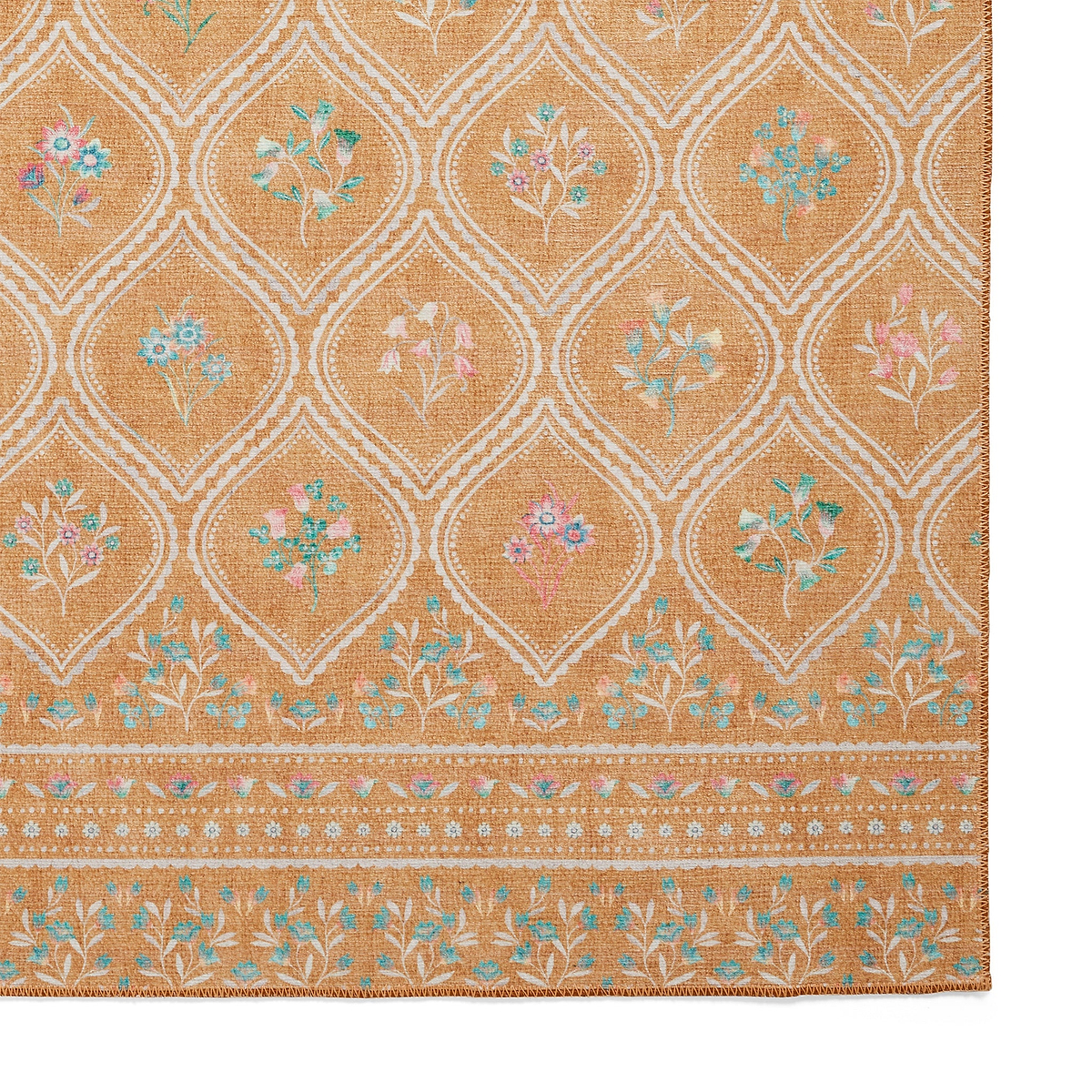 Cameo Floral Washable Rug Yellow from Roseland Furniture