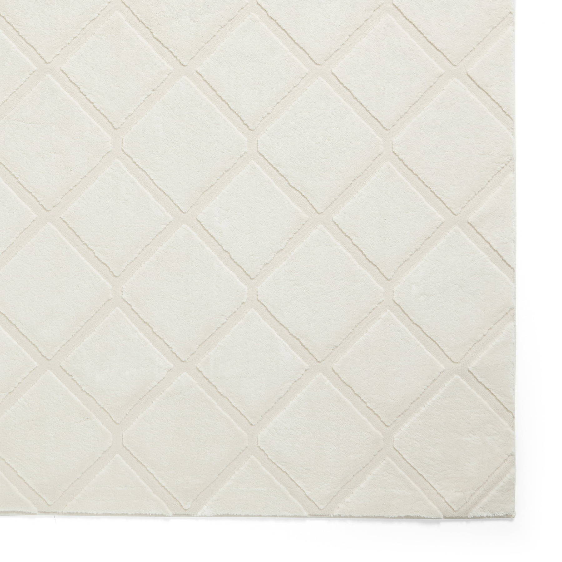 Cosy Diamond Washable Rug Cream from Roseland Furniture