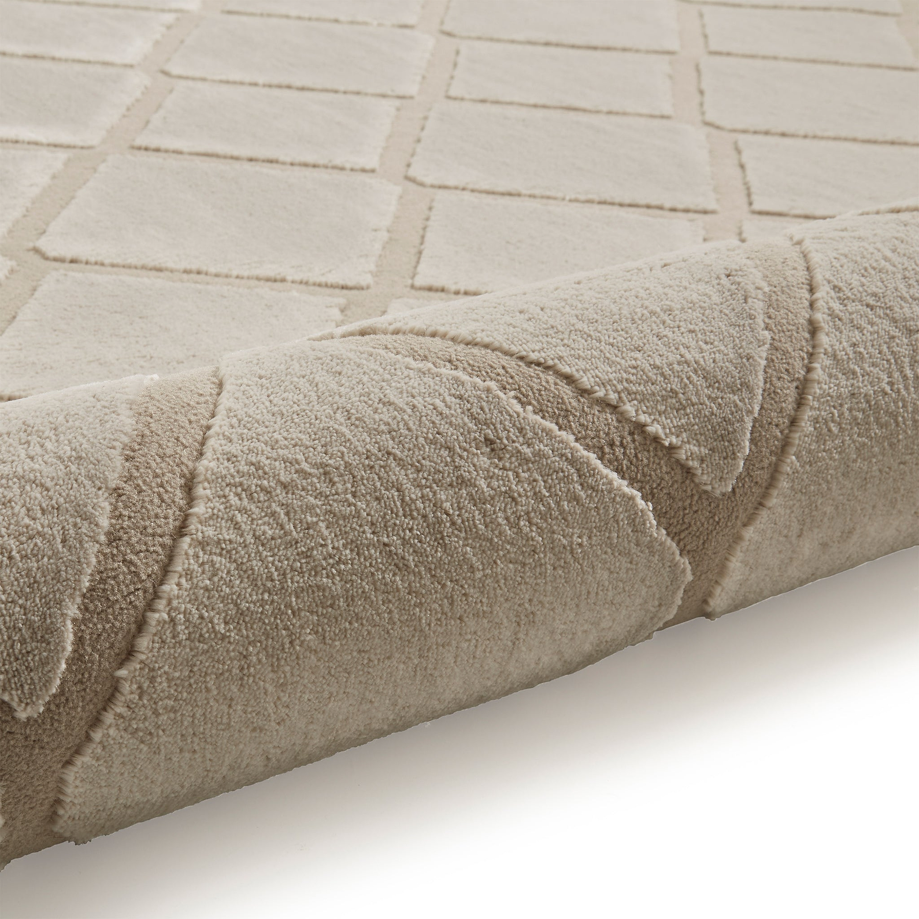 Cosy Diamond Washable Rug Natural from Roseland Furniture