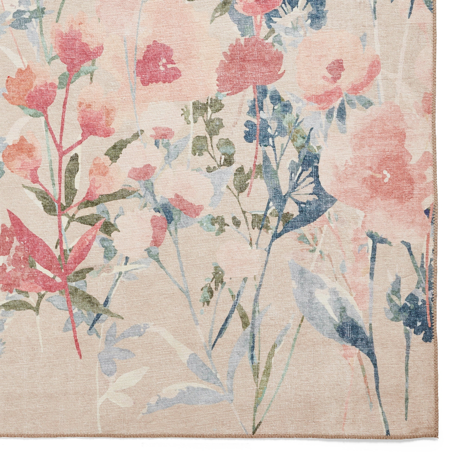 Country Floral Washable Rug Natural from Roseland Furniture