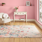 Country Floral Washable Rug Natural from Roseland Furniture