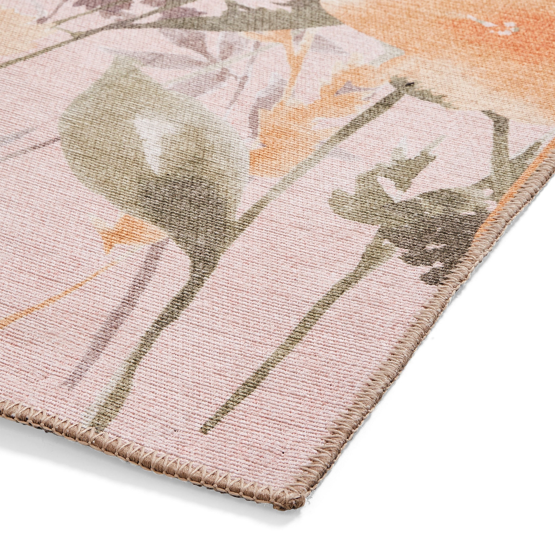 Country Floral Washable Rug Pink from Roseland Furniture