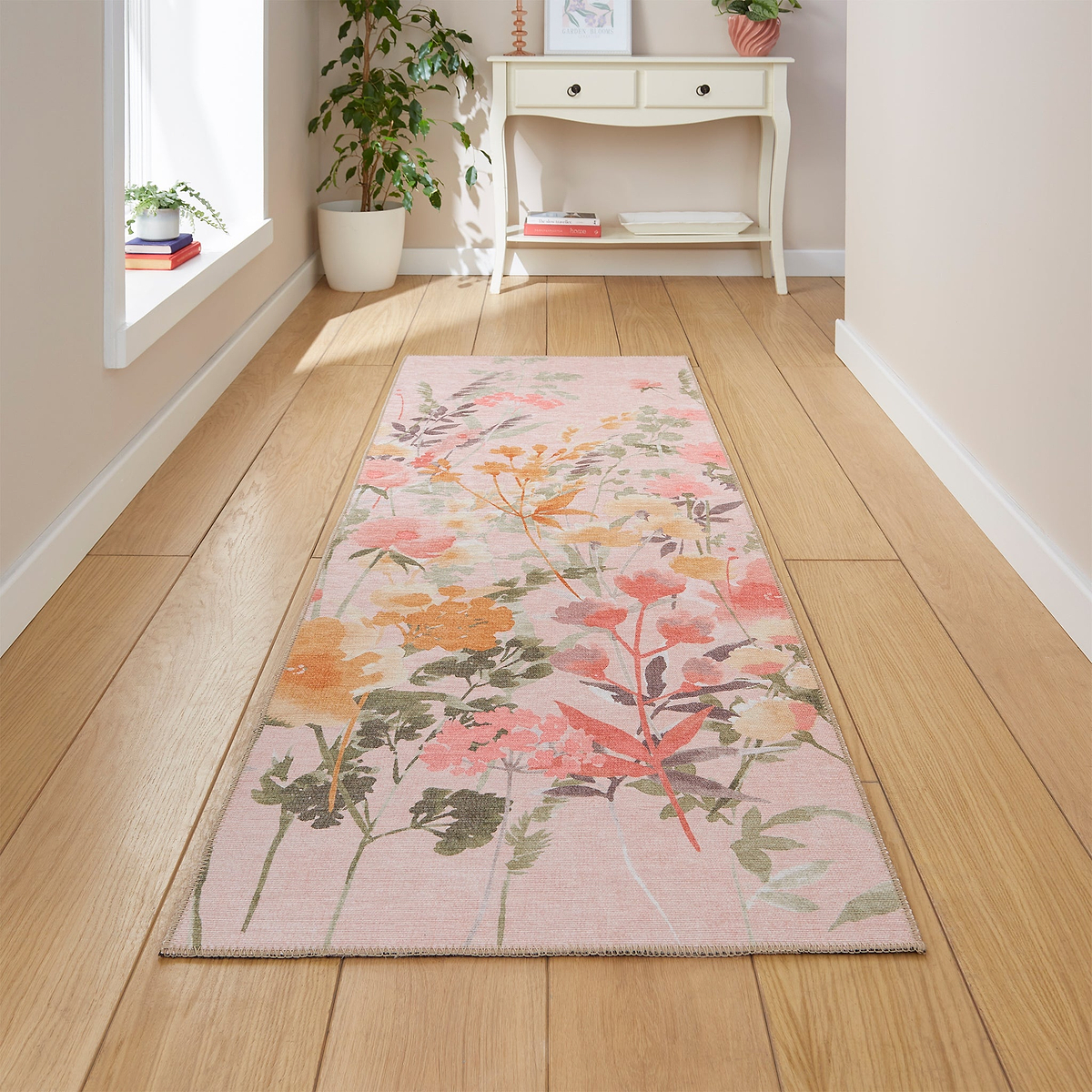 Country Floral Washable Rug