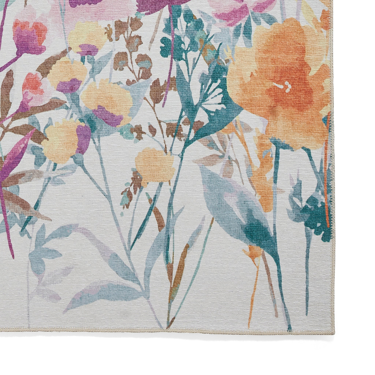 Country Floral Washable Rug Yellow from Roseland Furniture