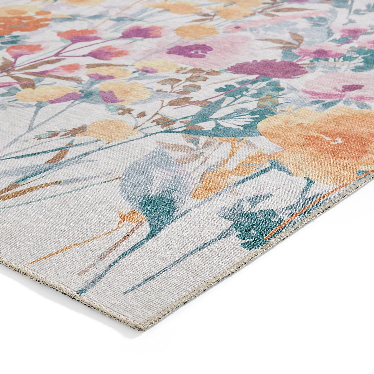 Country Floral Washable Rug Yellow from Roseland Furniture