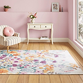 Country Floral Washable Rug Yellow from Roseland Furniture