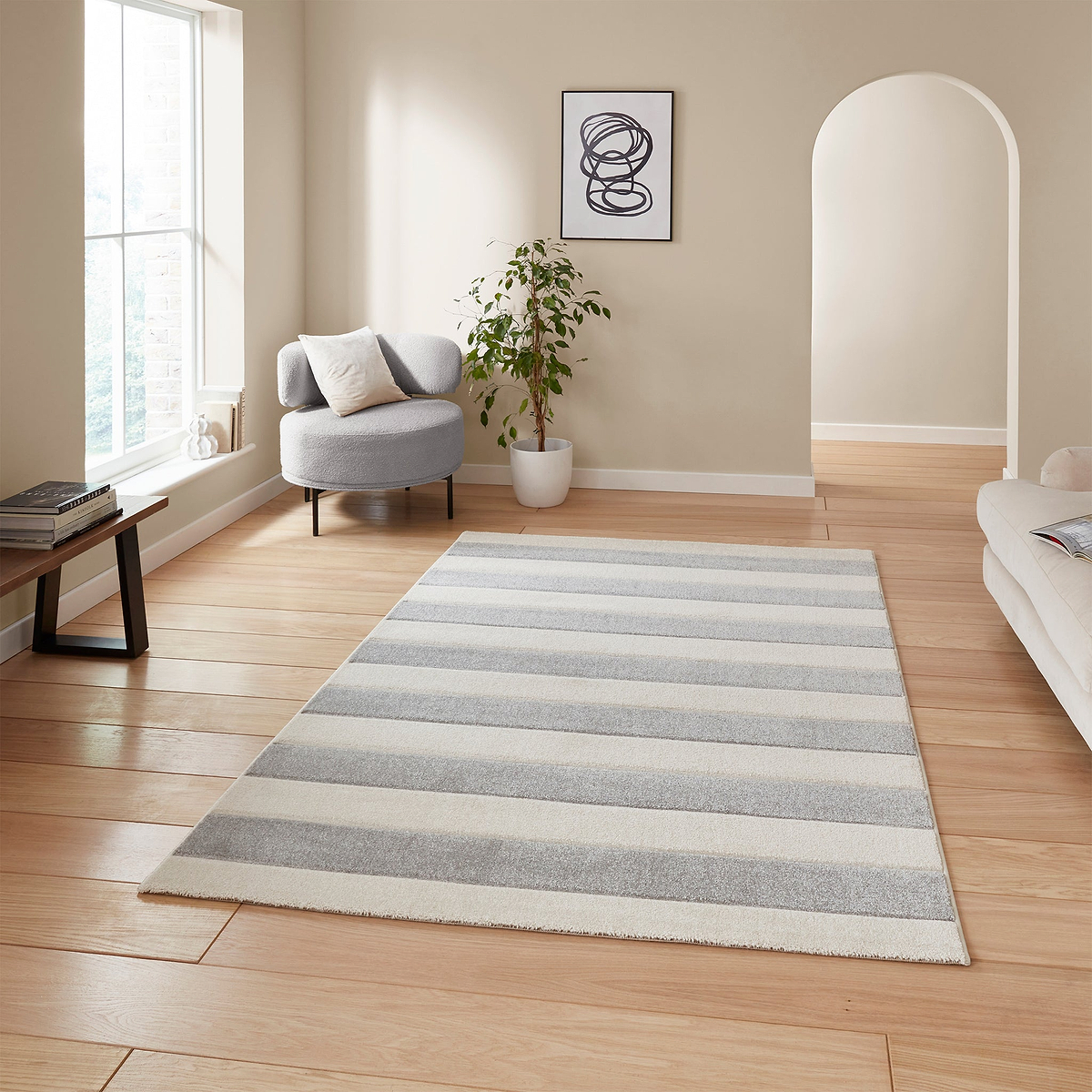 Cove Stripe Rug Grey from Roseland Furniture