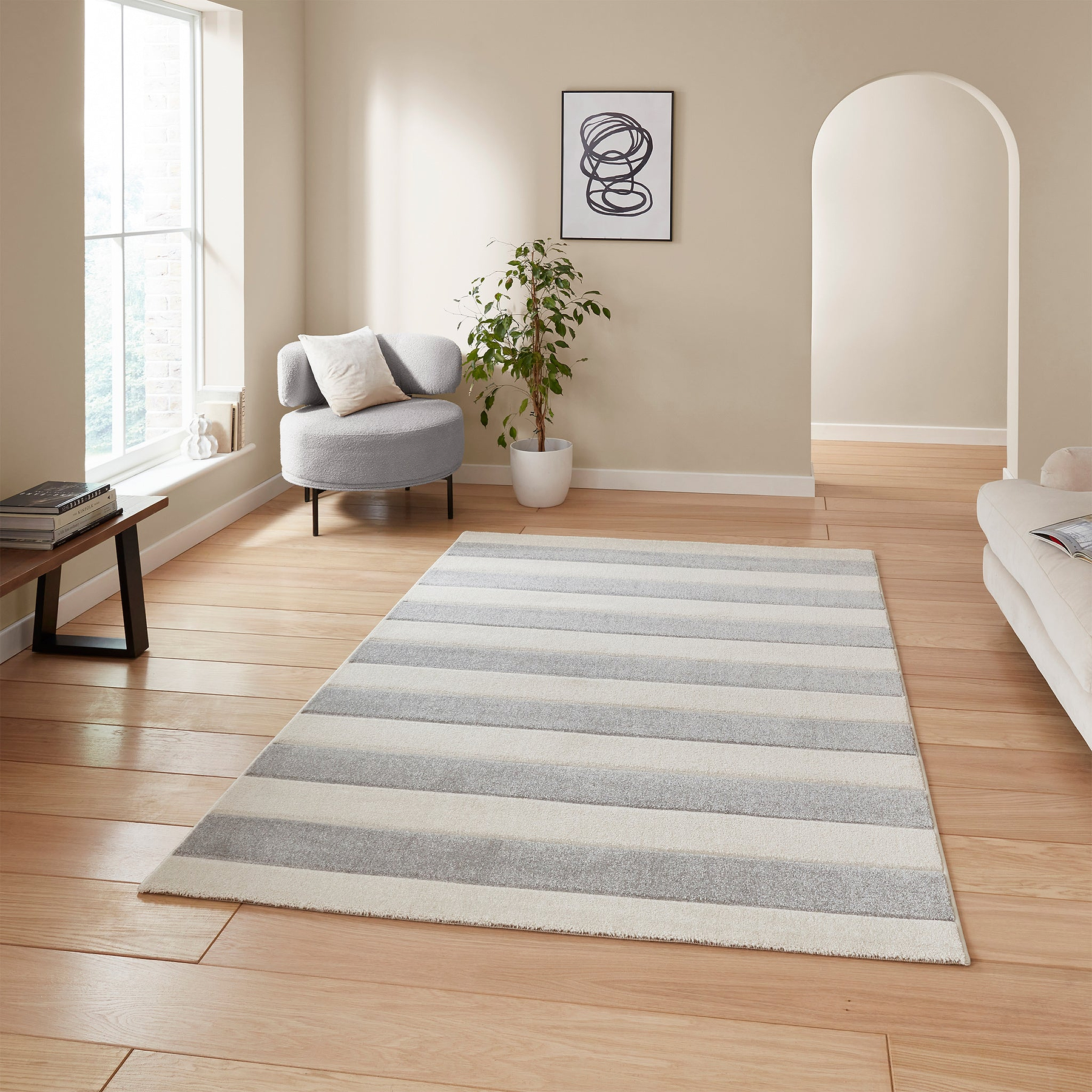 Cove Stripe Rug Grey from Roseland Furniture