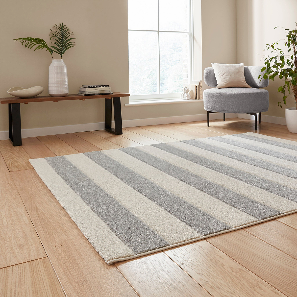 Cove Stripe Rug Grey from Roseland Furniture