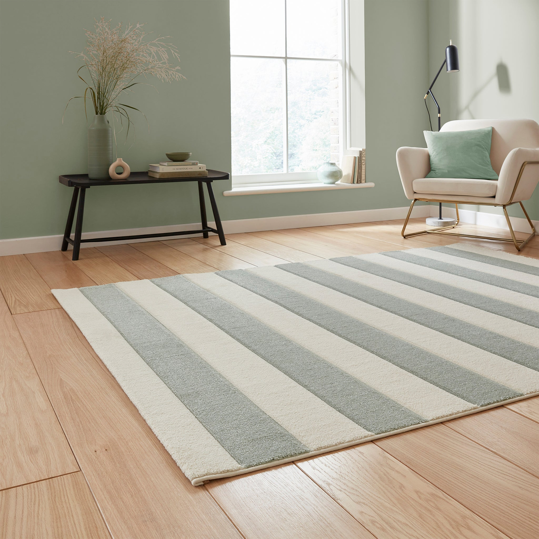 Cove Stripe Rug Green from Roseland Furniture