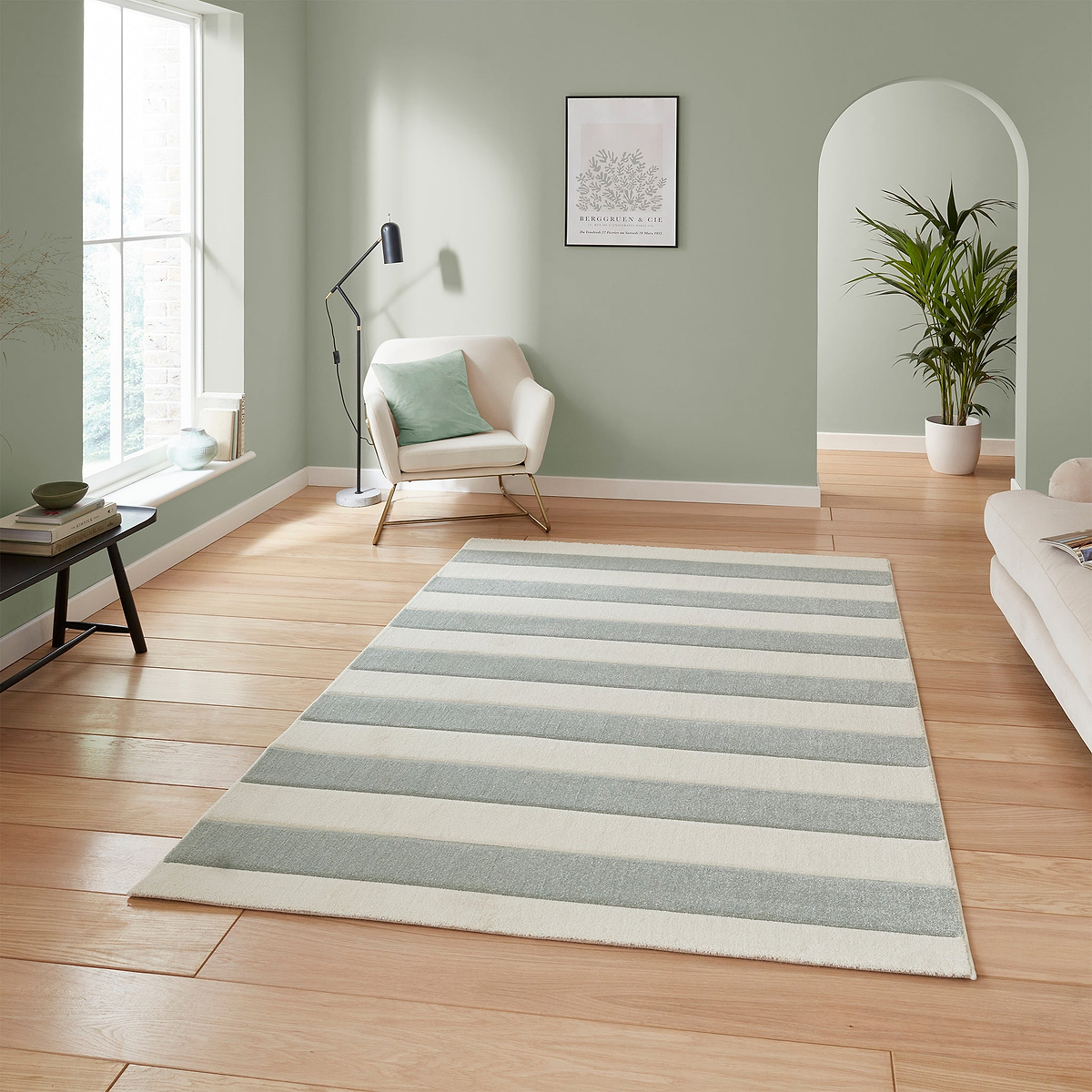Cove Stripe Rug Green from Roseland Furniture
