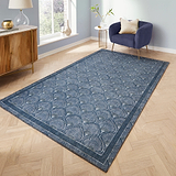 Deco Peacock Washable Rug Blue from Roseland Furniture