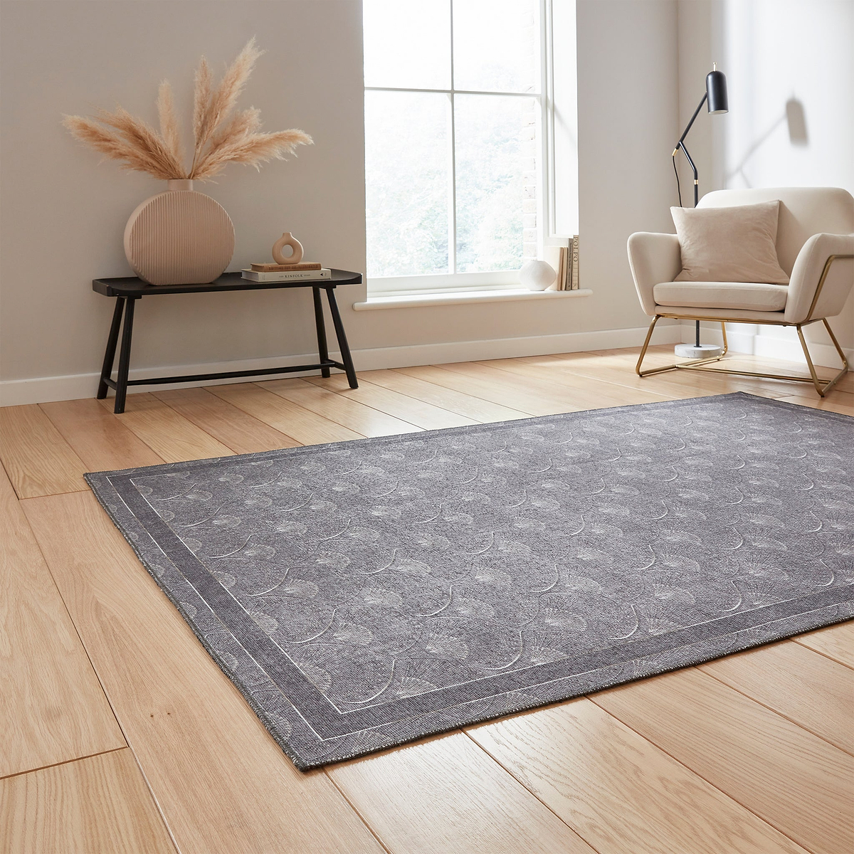 Deco Peacock Washable Rug Grey from Roseland Furniture