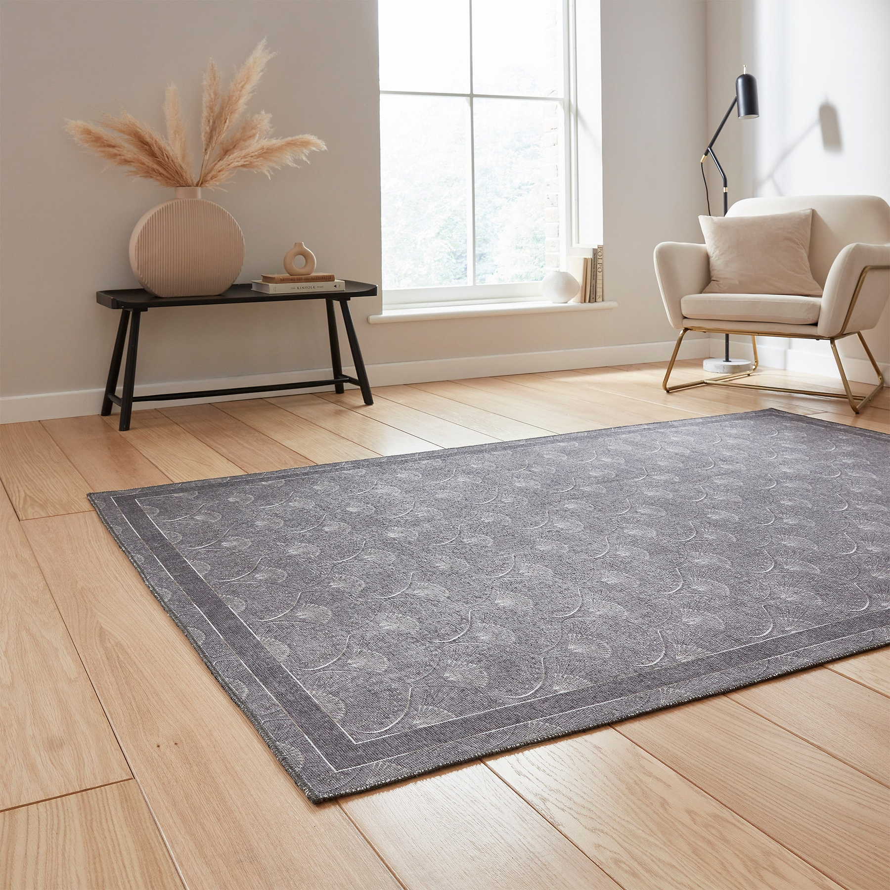 Deco Peacock Washable Rug Grey from Roseland Furniture