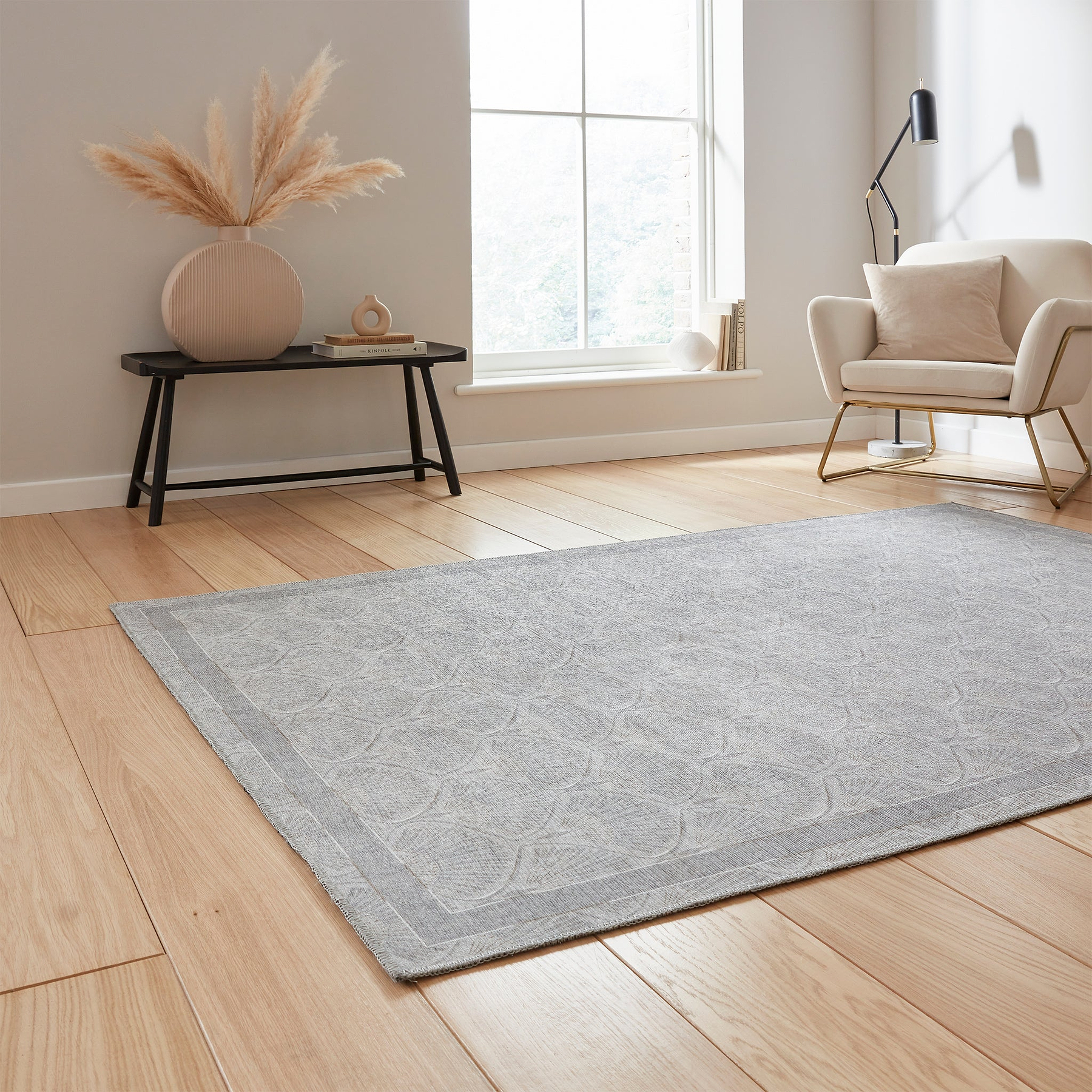 Deco Peacock Washable Rug Silver from Roseland Furniture