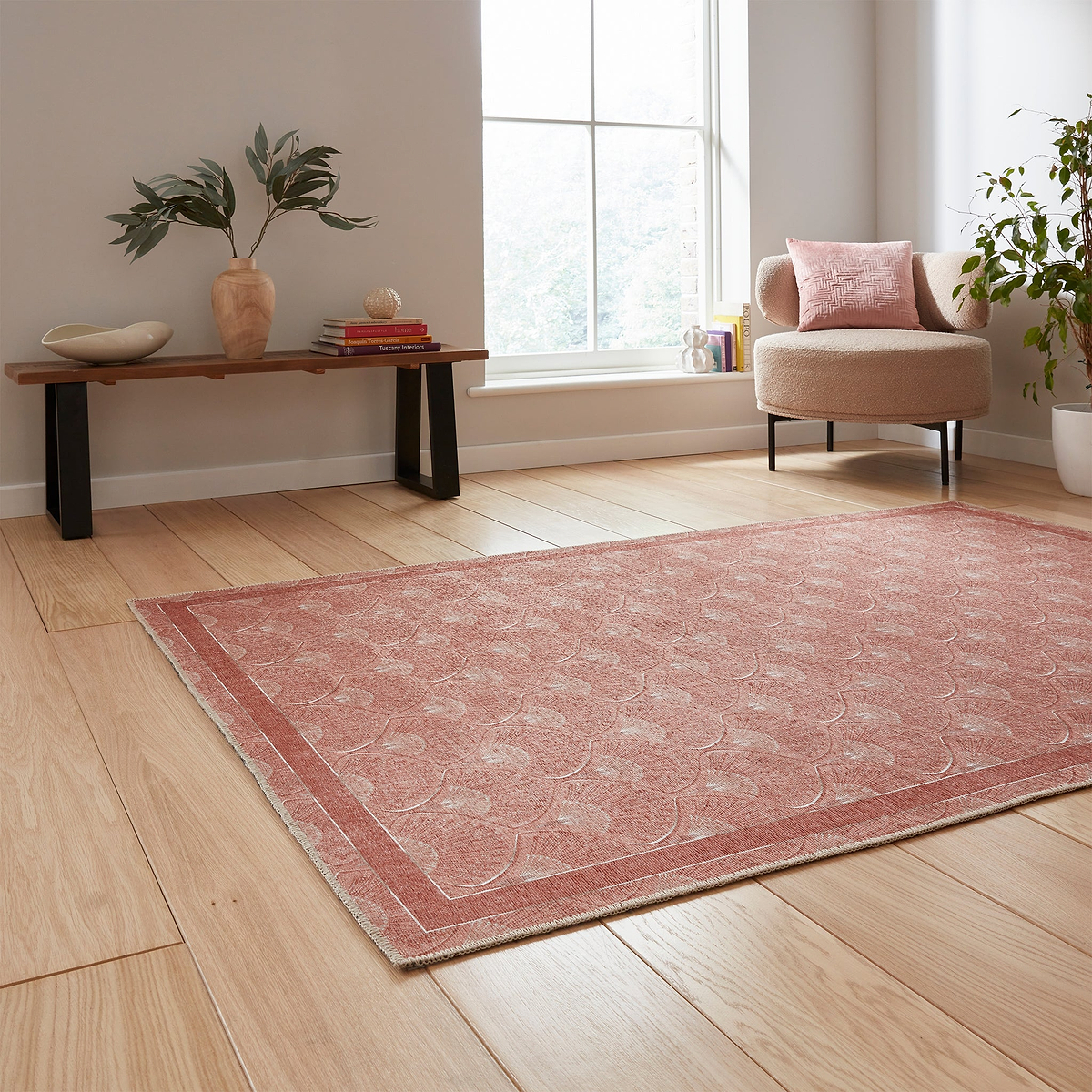 Deco Peacock Washable Rug Orange from Roseland Furniture