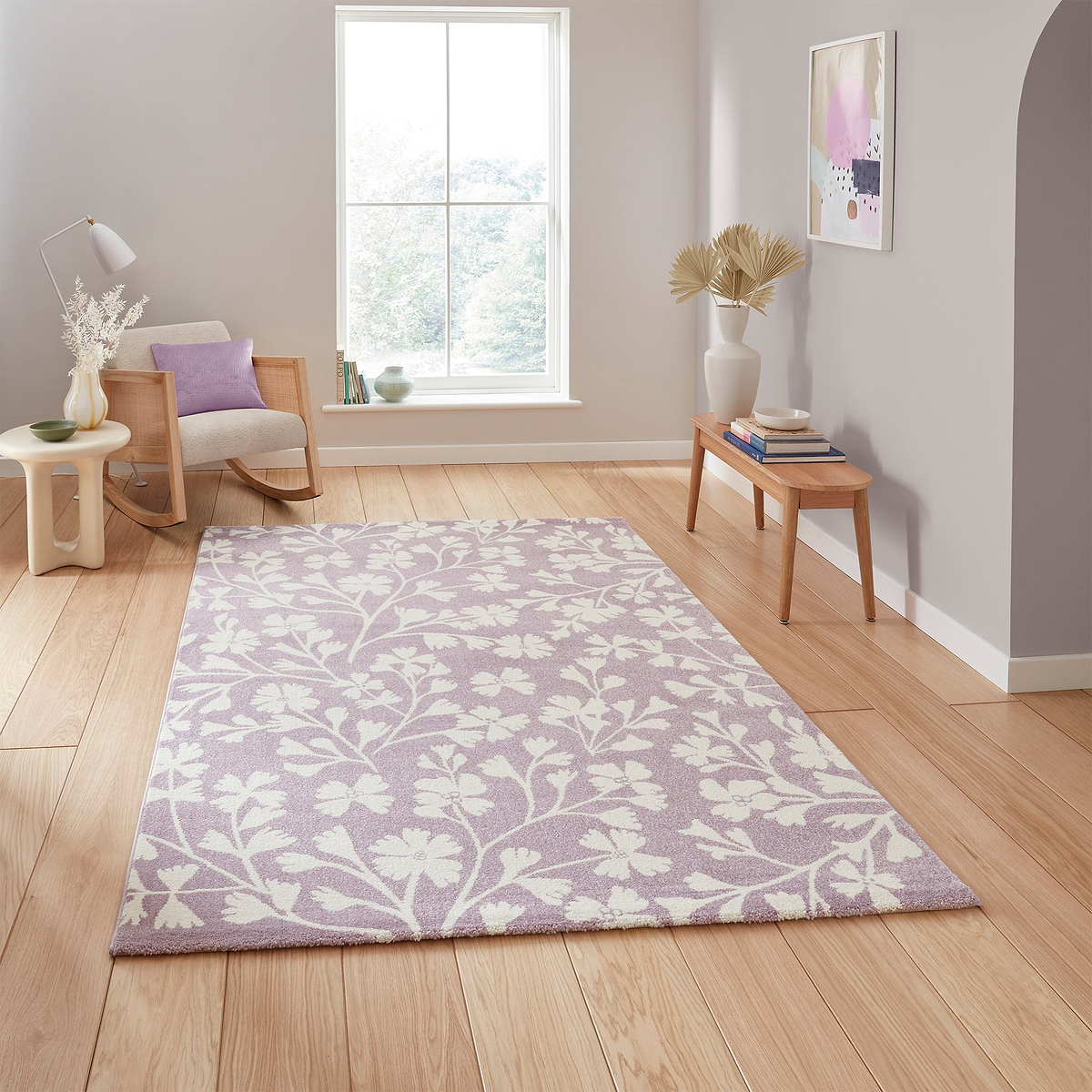 Grace Floral Rug Purple from Roseland Furniture