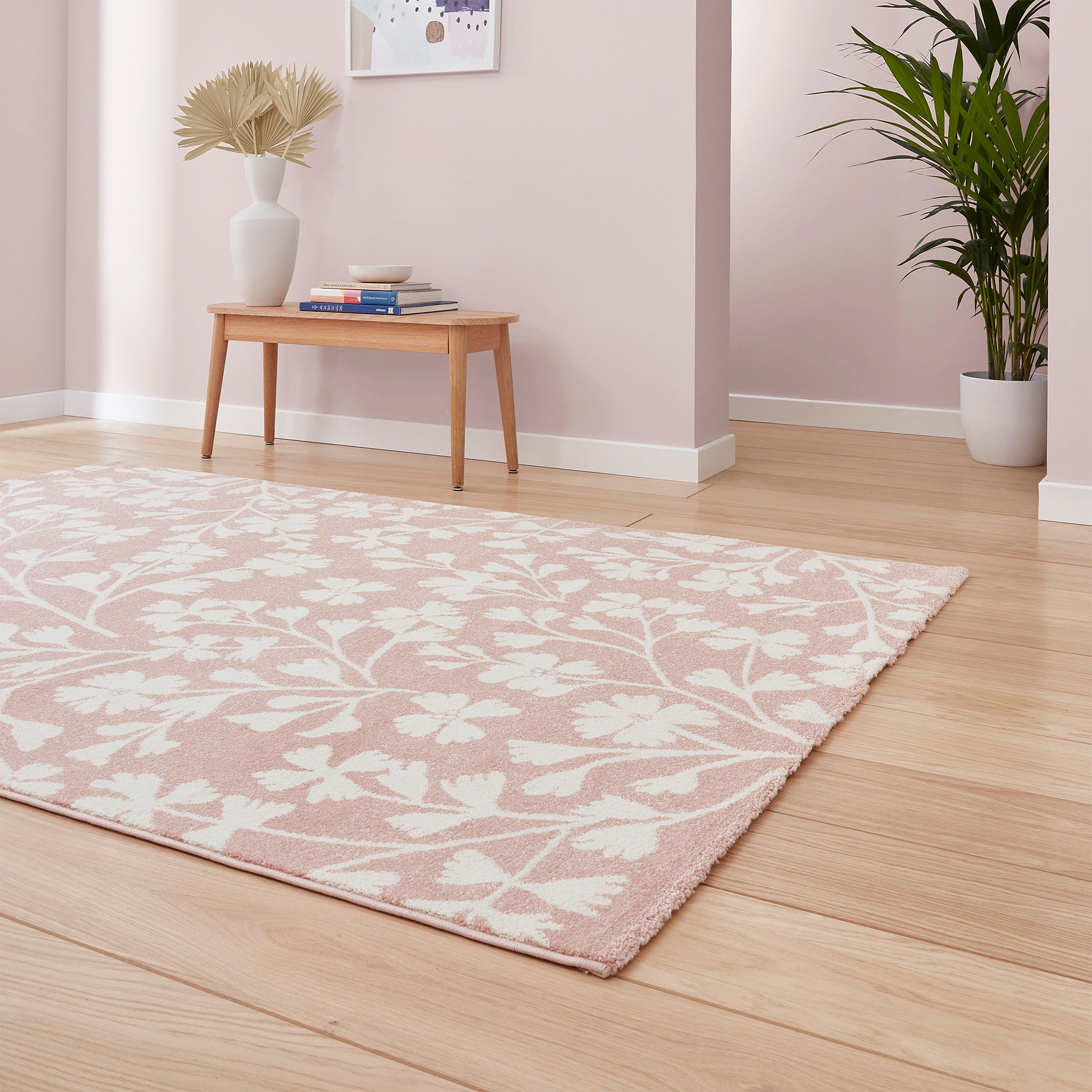 Grace Floral Rug Pink from Roseland Furniture