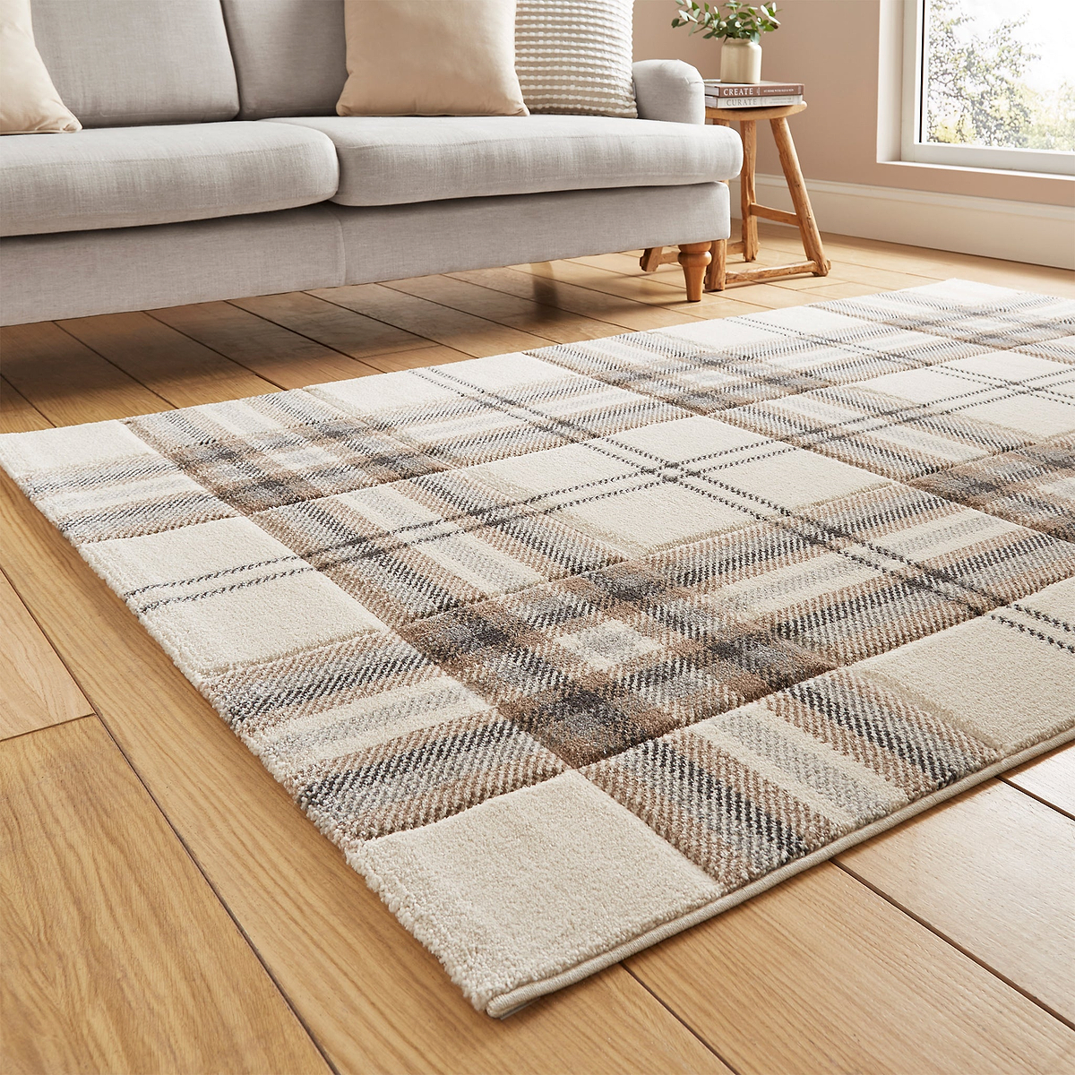 Kelso Check Rug Natural from Roseland Furniture