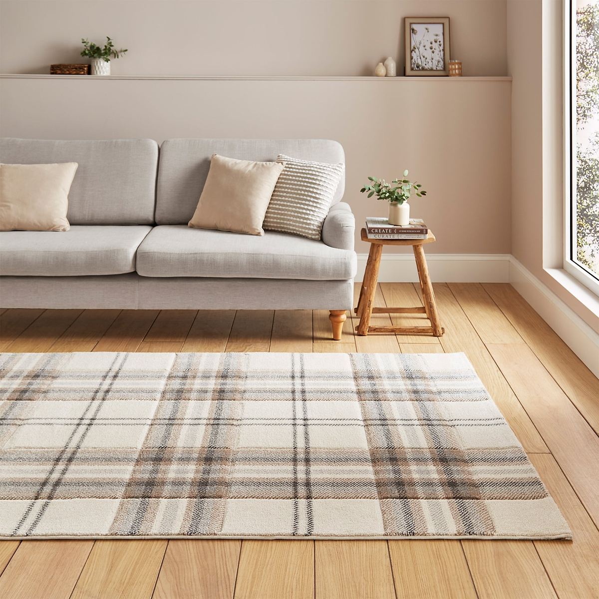 Kelso Check Rug Natural from Roseland Furniture