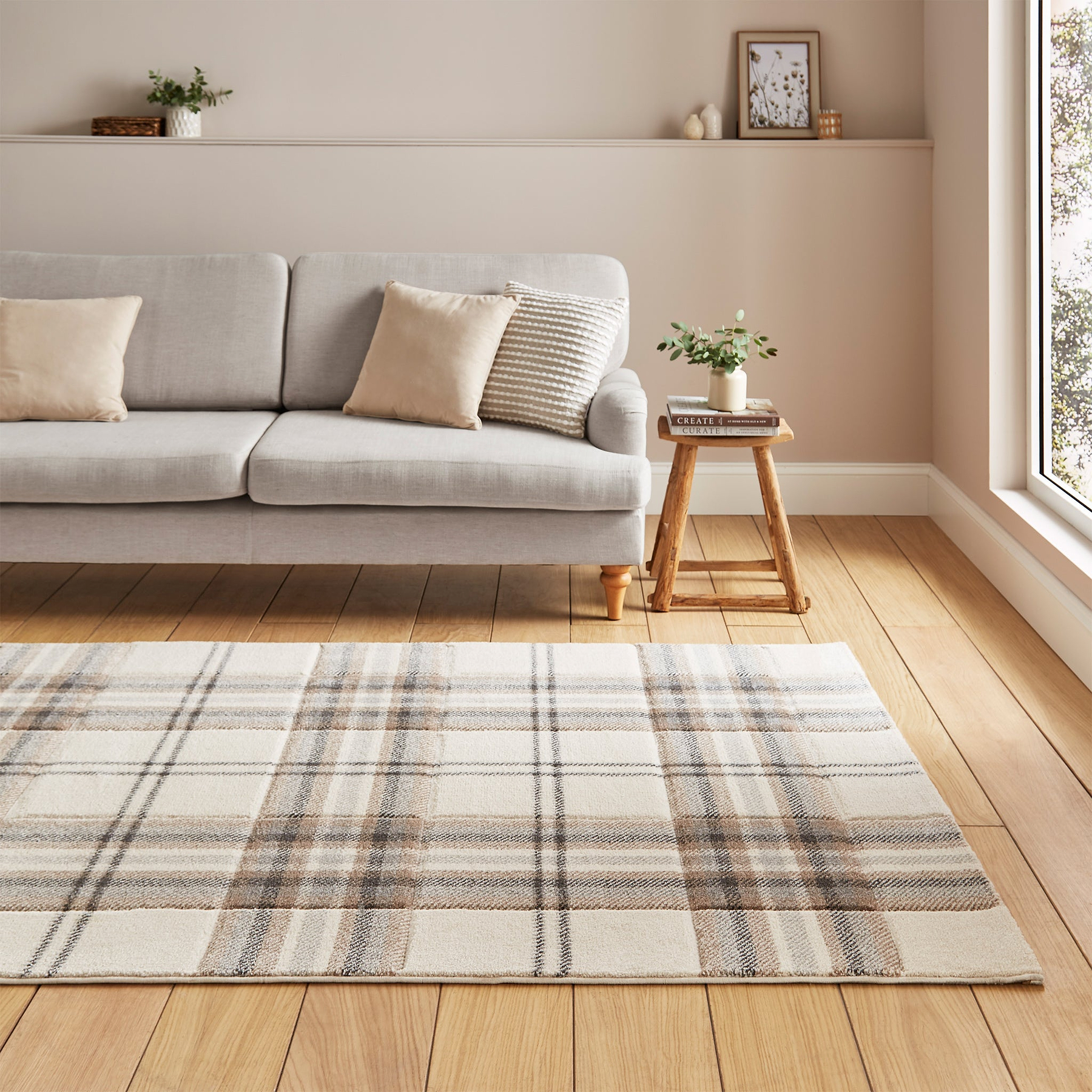 Kelso Check Rug Natural from Roseland Furniture