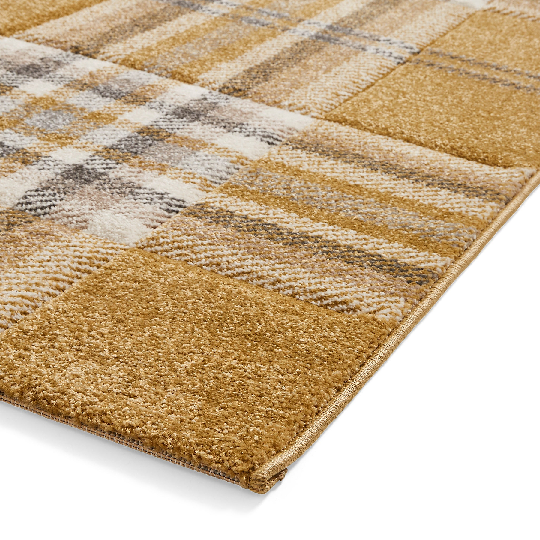 Kelso Check Rug Yellow from Roseland Furniture