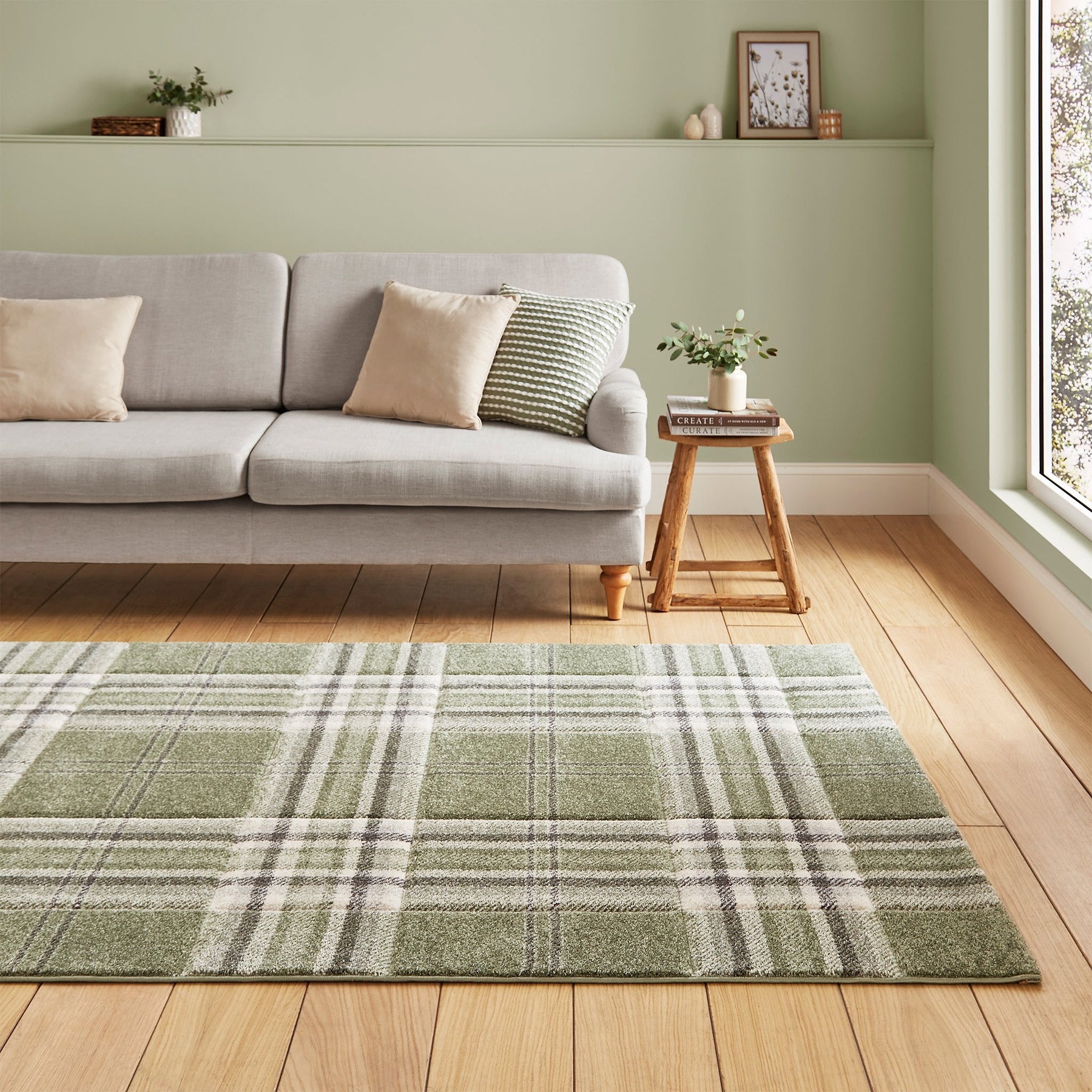 Kelso Check Rug Green from Roseland Furniture