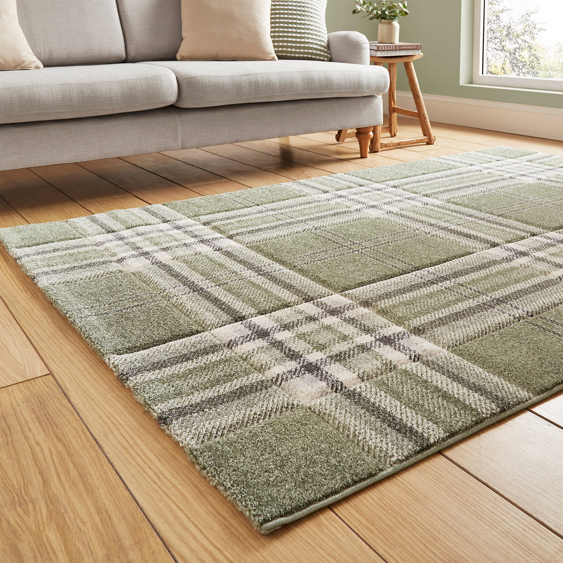 Kelso Check Rug Green from Roseland Furniture