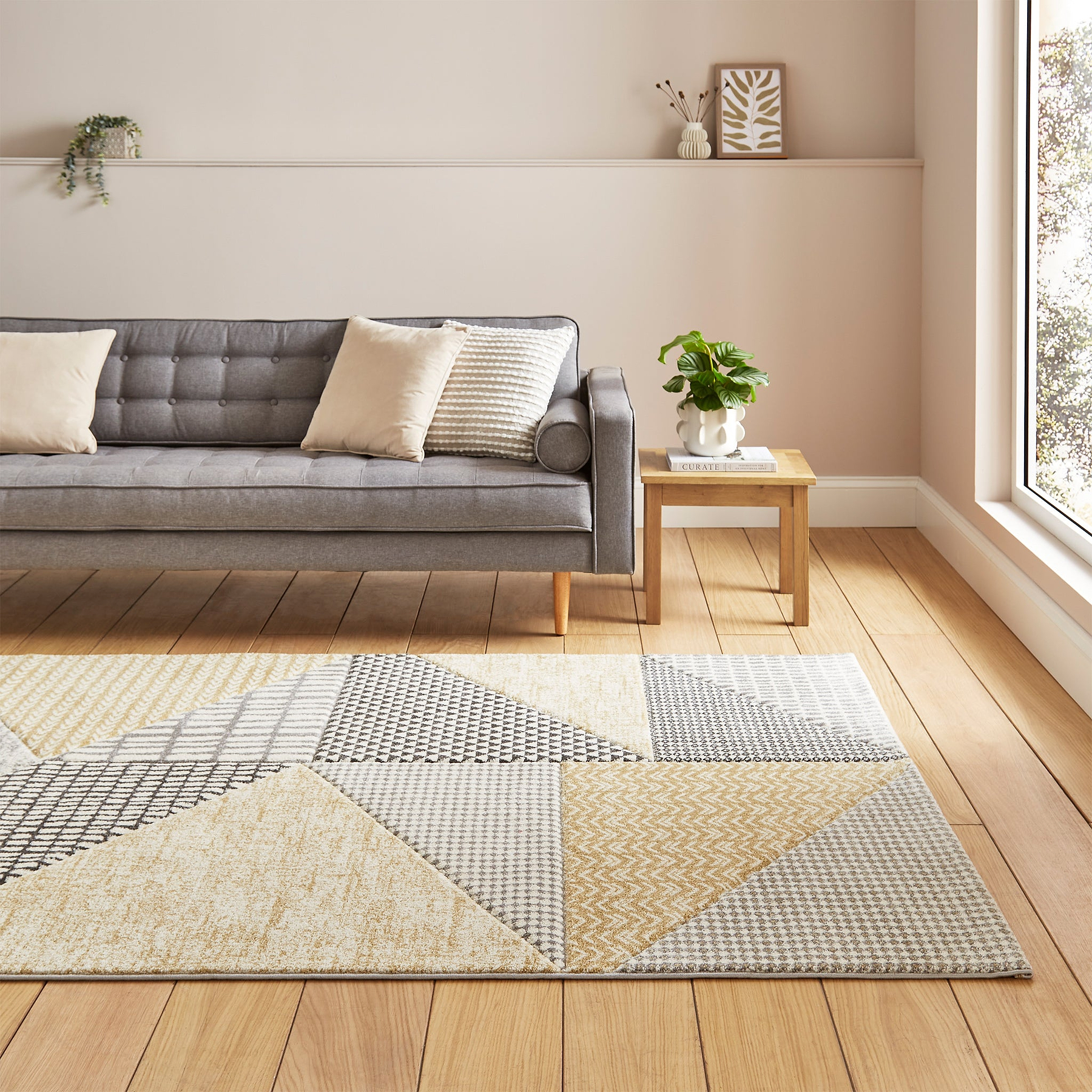 Larsson Geo Rug Yellow from Roseland Furniture