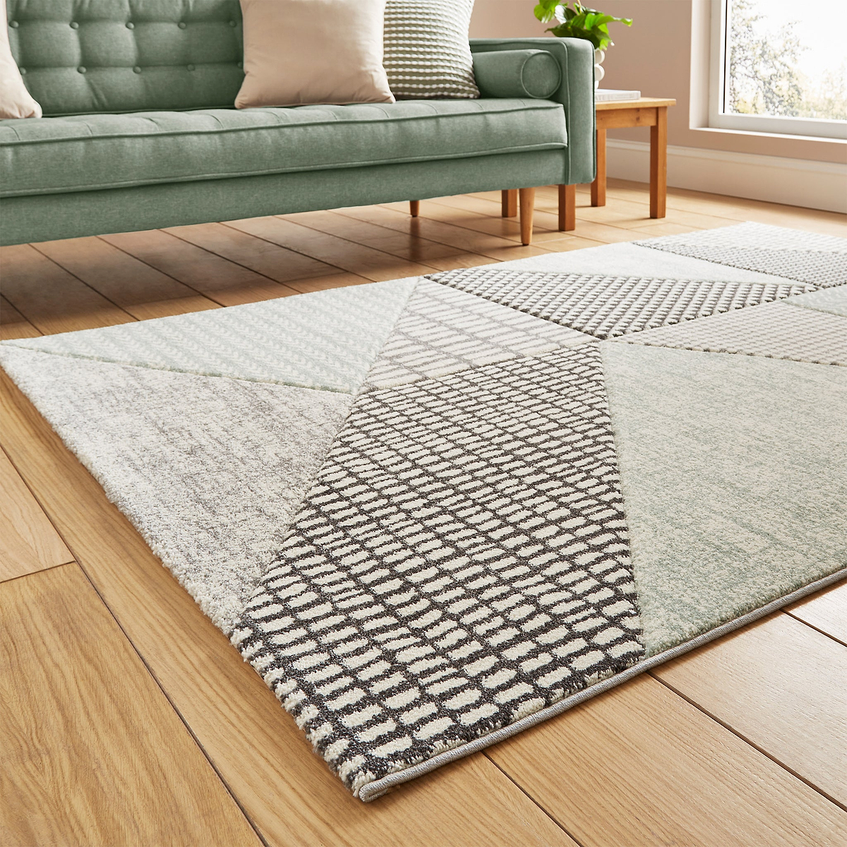 Larsson Geo Rug in Green from Roseland Furniture