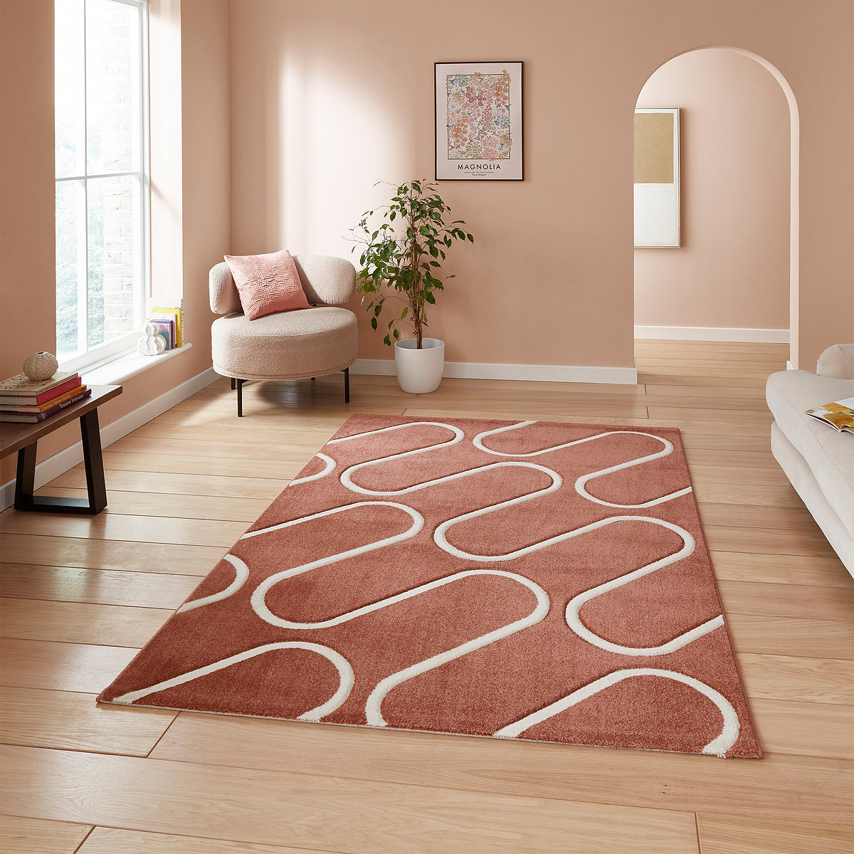 Linear Curve Rug Orange from Roseland Furniture