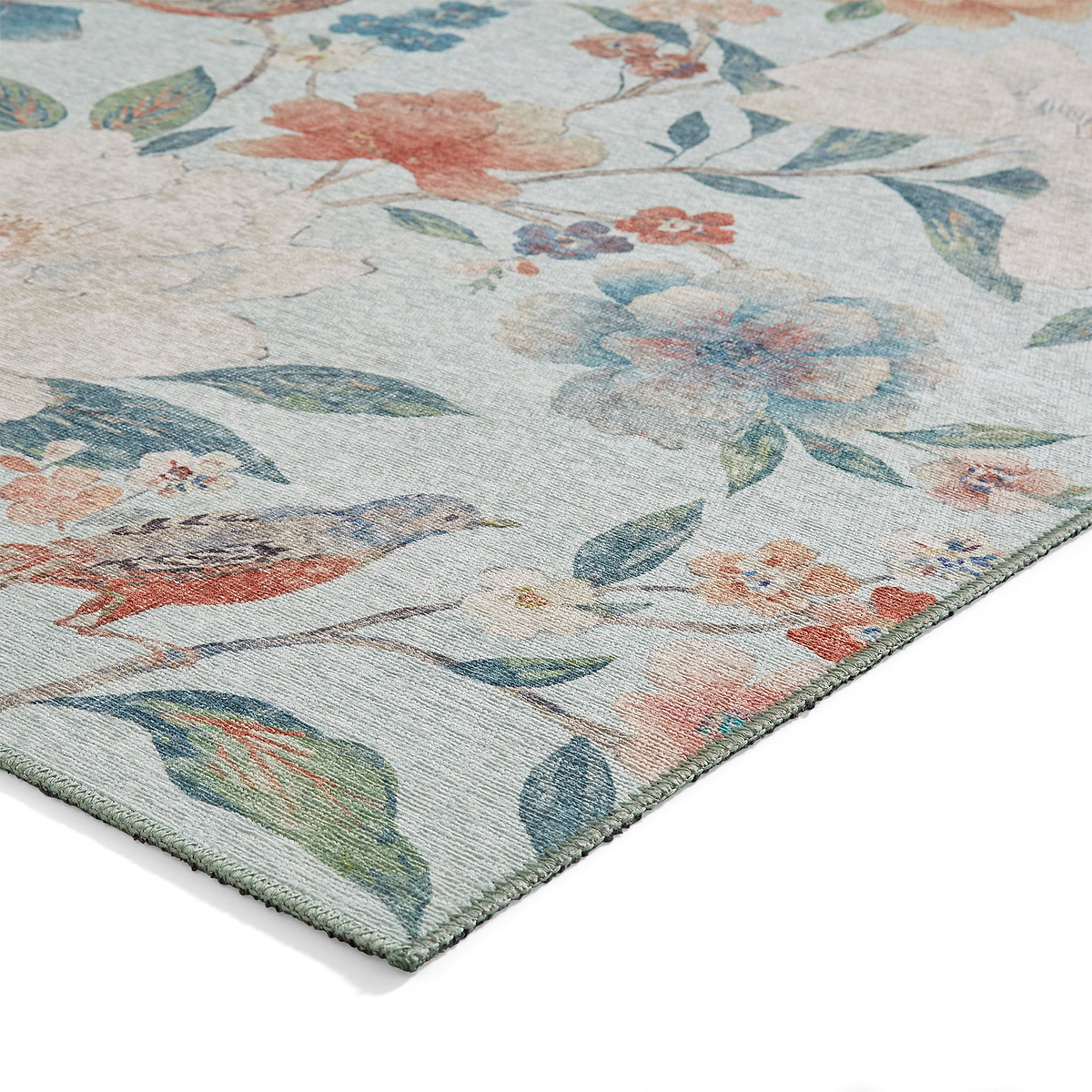 Pippa Floral Washable Rug Blue from Roseland Furniture
