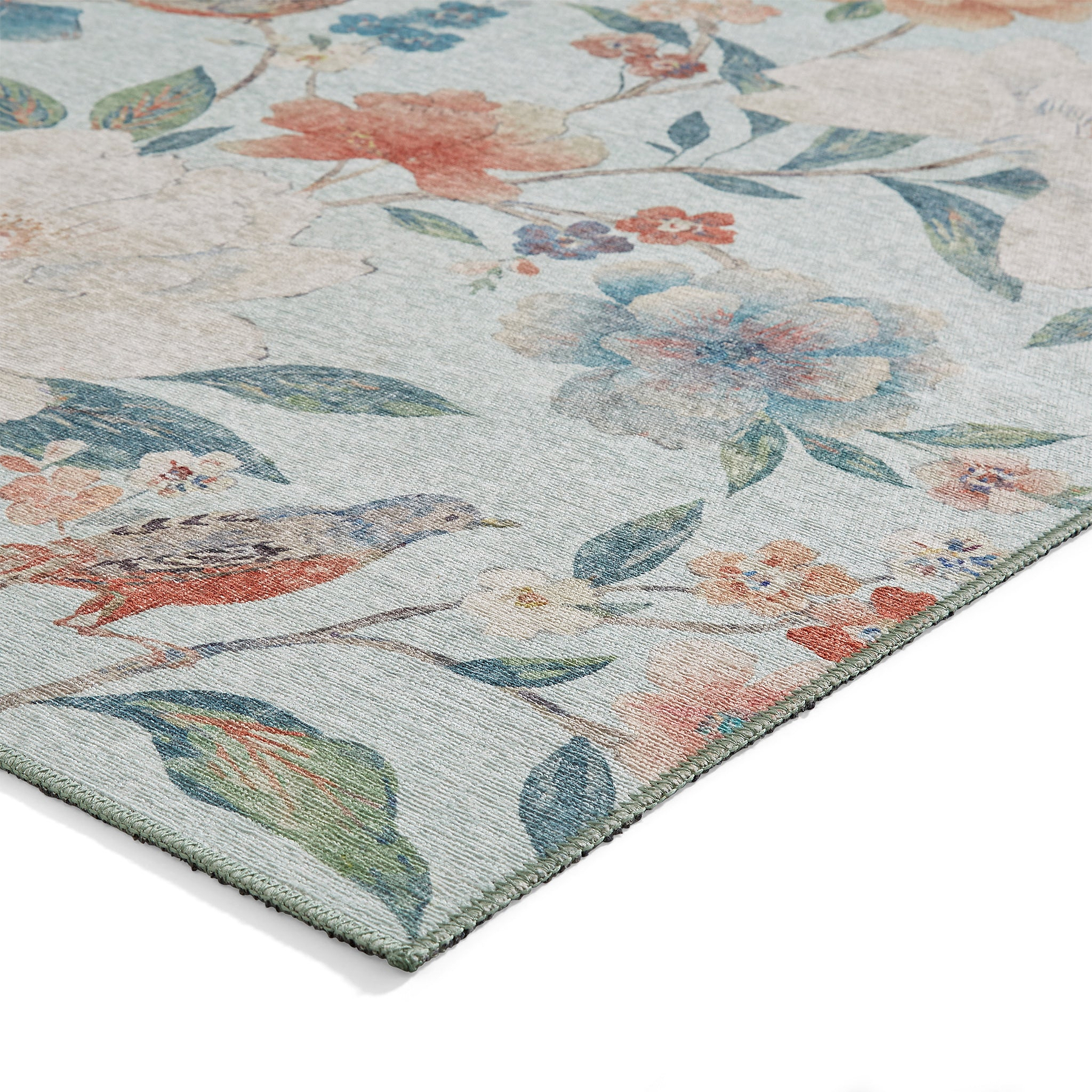 Pippa Floral Washable Rug Blue from Roseland Furniture