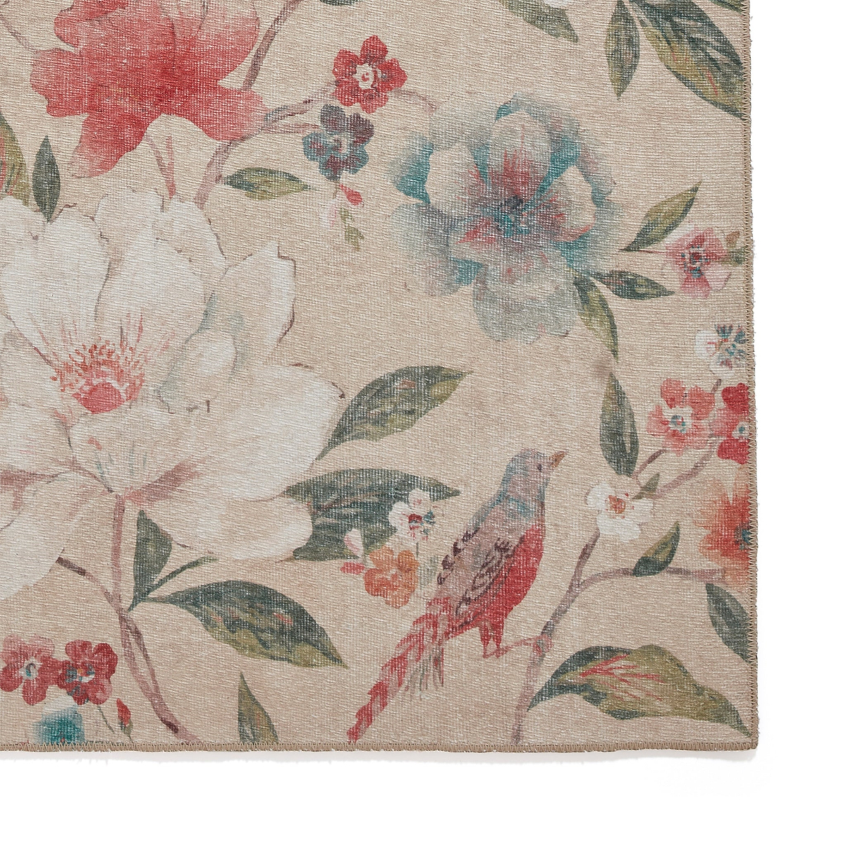 Pippa Floral Washable Rug Natural from Roseland Furniture