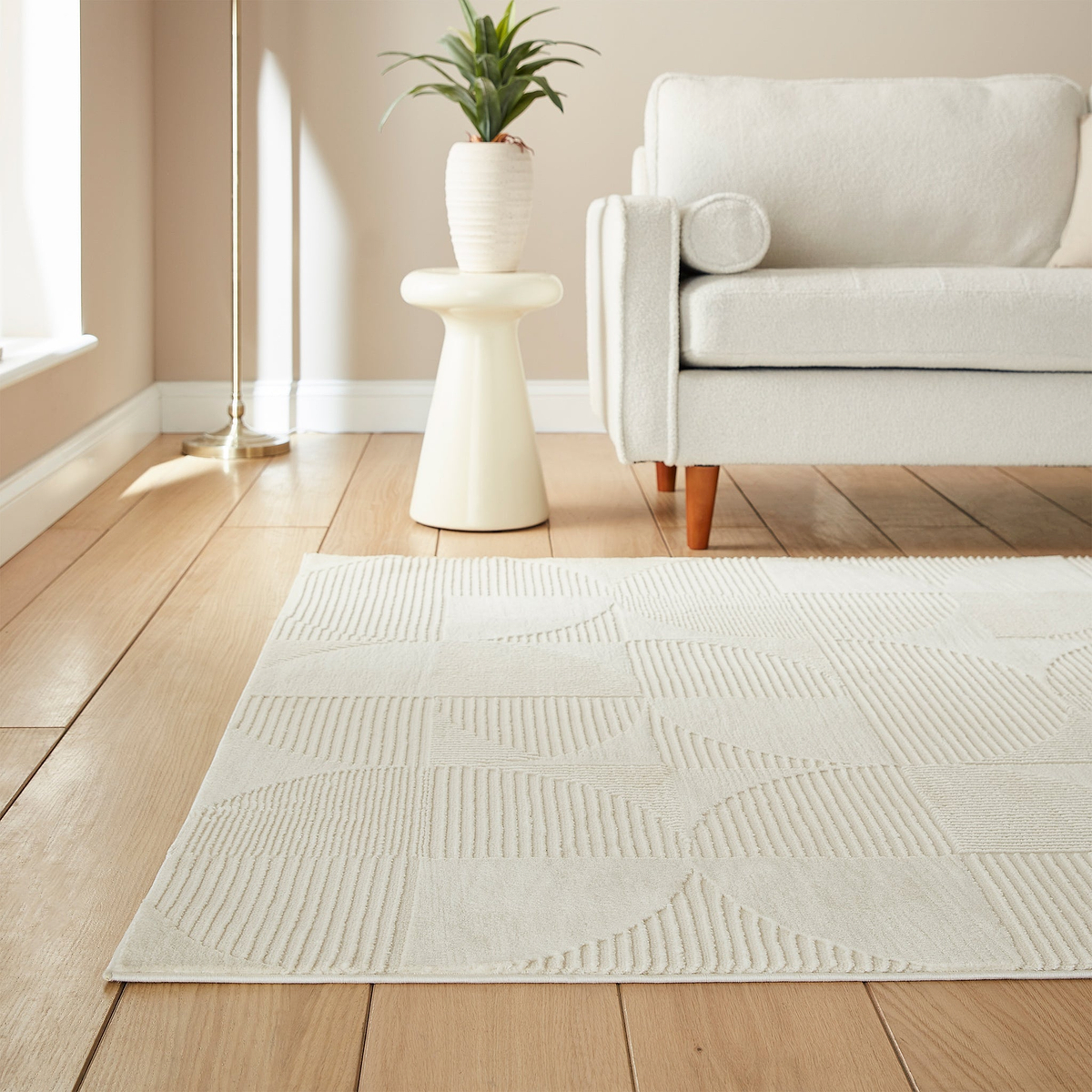 Retro Circles Washable Rug Cream from Roseland Furniture