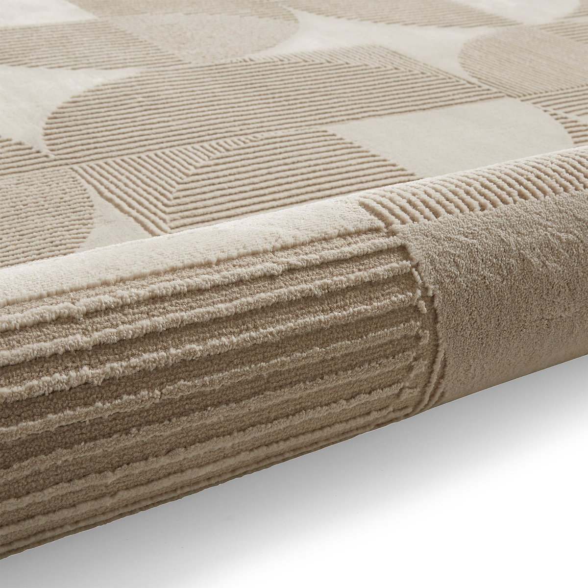 Retro Circles Washable Rug Natural from Roseland Furniture
