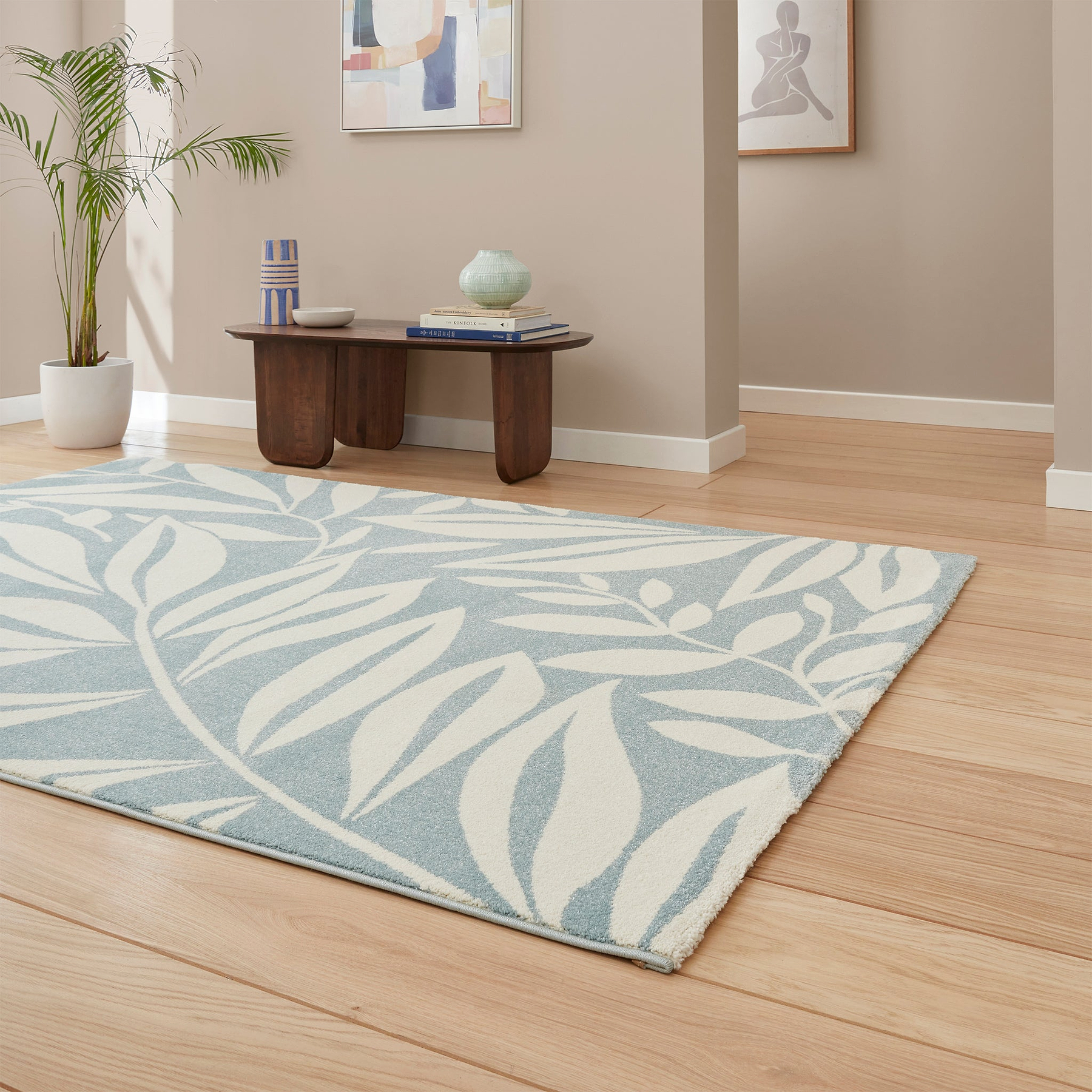 Sorrel Leaves Washable Rug Blue from Roseland Furniture