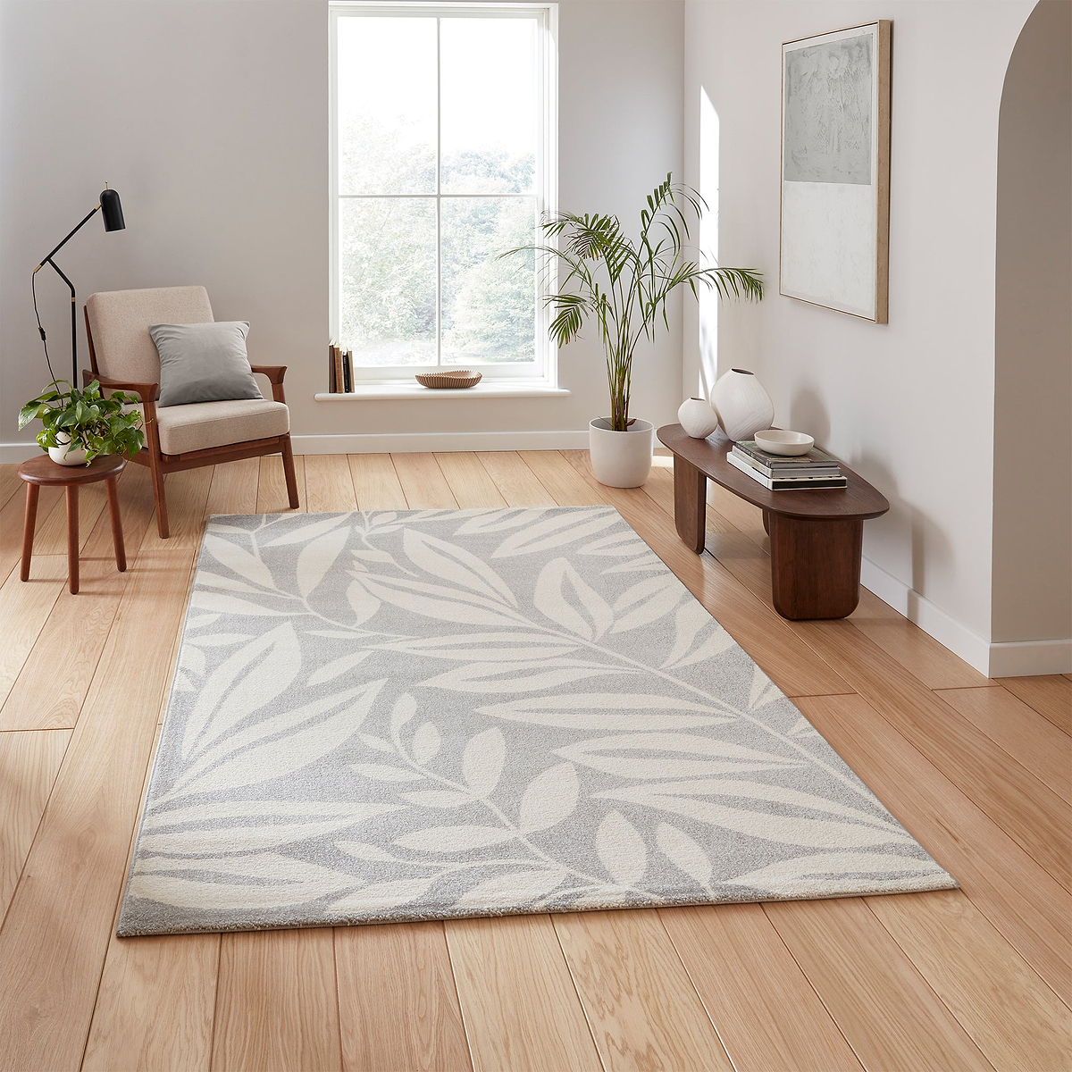 Sorrel Leaves Washable Rug Grey from Roseland Furniture