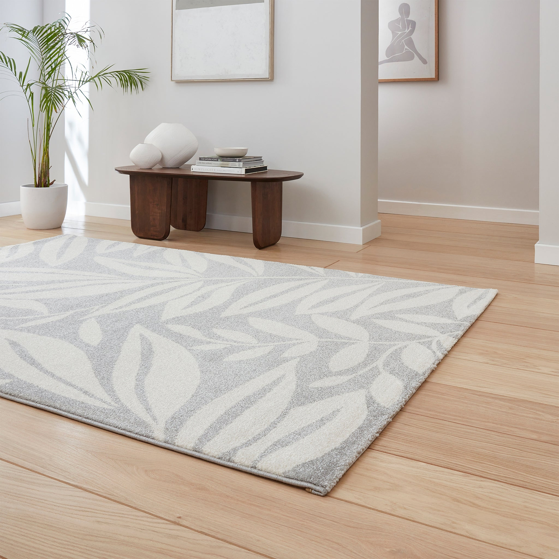 Sorrel Leaves Washable Rug Grey from Roseland Furniture