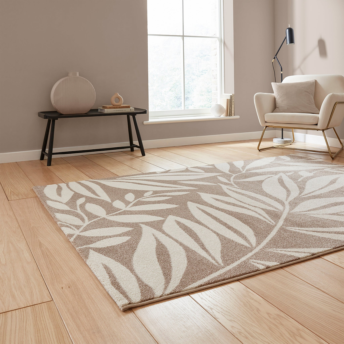 Sorrel Leaves Washable Rug Natural from Roseland Furniture