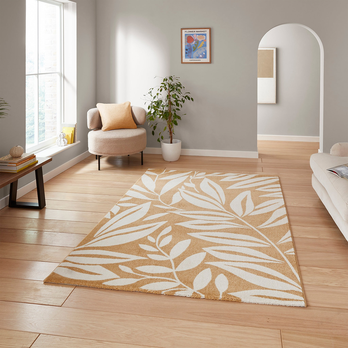 Sorrel Leaves Washable Rug Yellow from Roseland Furniture