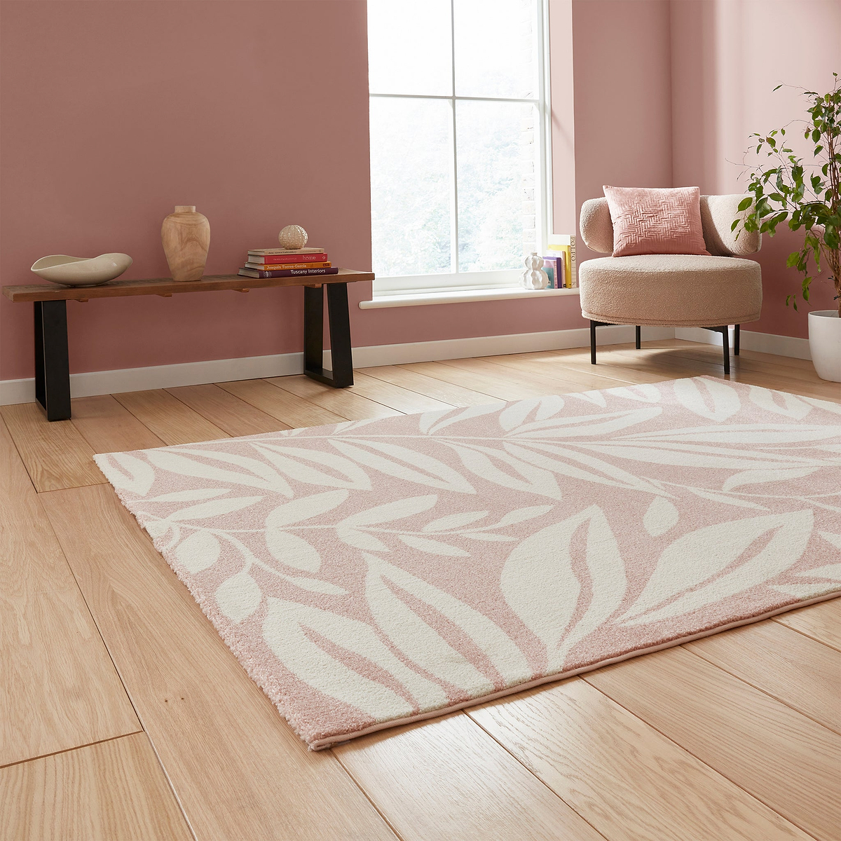 Sorrel Leaves Washable Rug Pink from Roseland Furniture