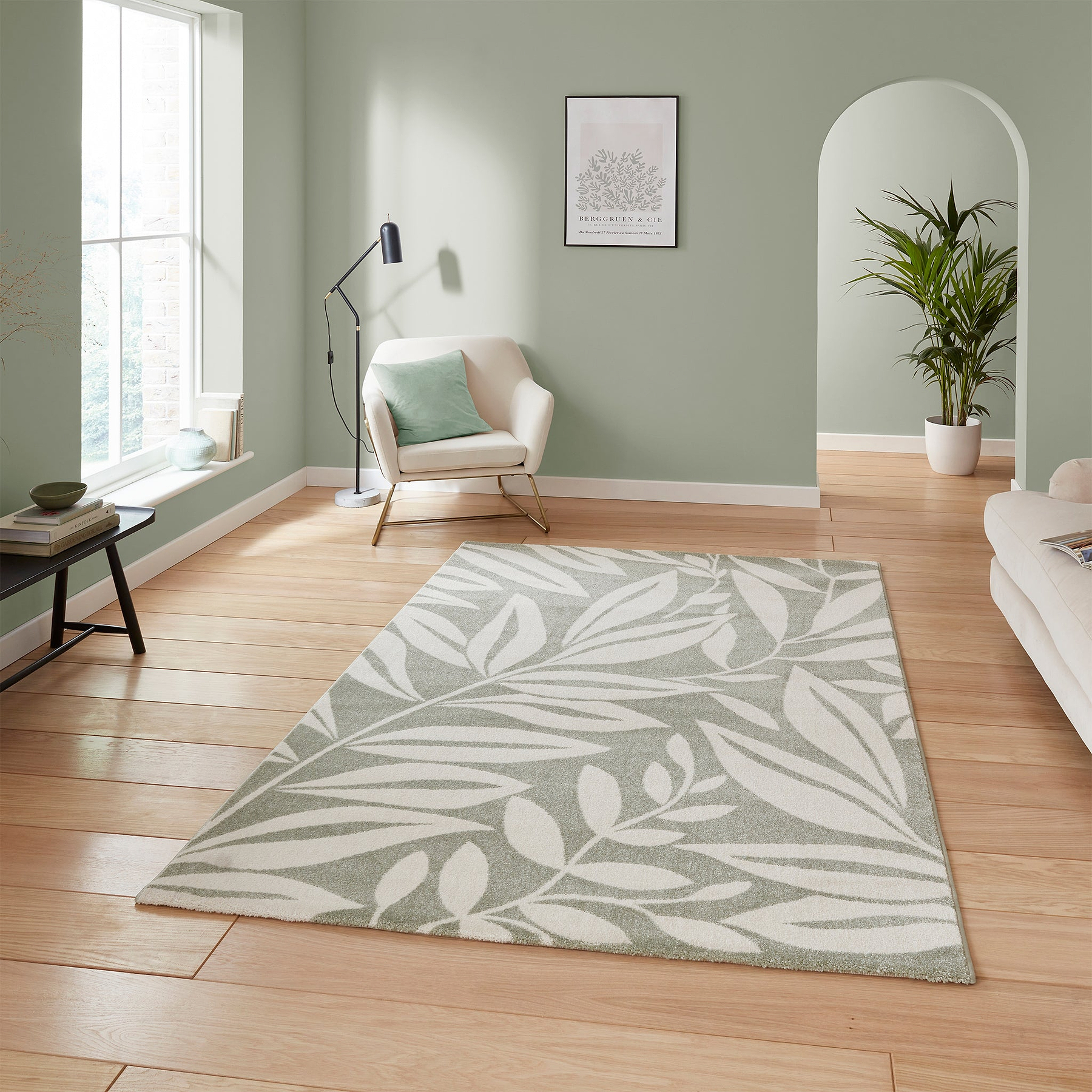 Sorrel Leaves Washable Rug Green from Roseland Furniture
