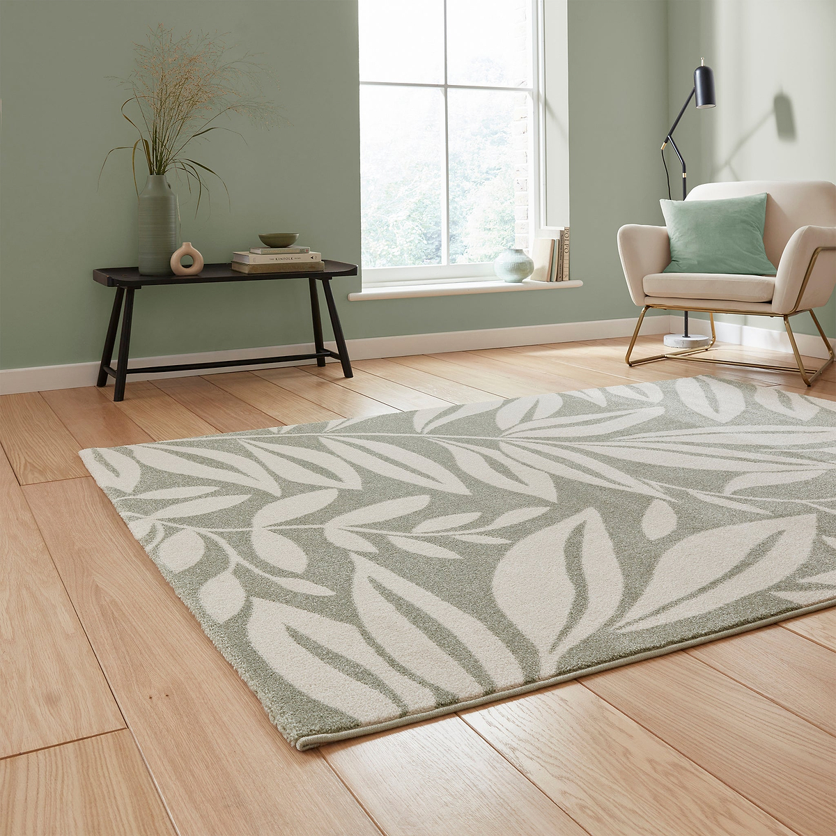 Sorrel Leaves Washable Rug Green from Roseland Furniture