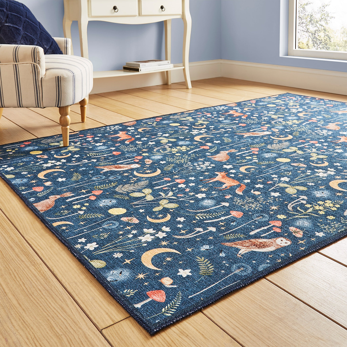 Twilight Animals Blue Washable Rug from Roseland Furniture