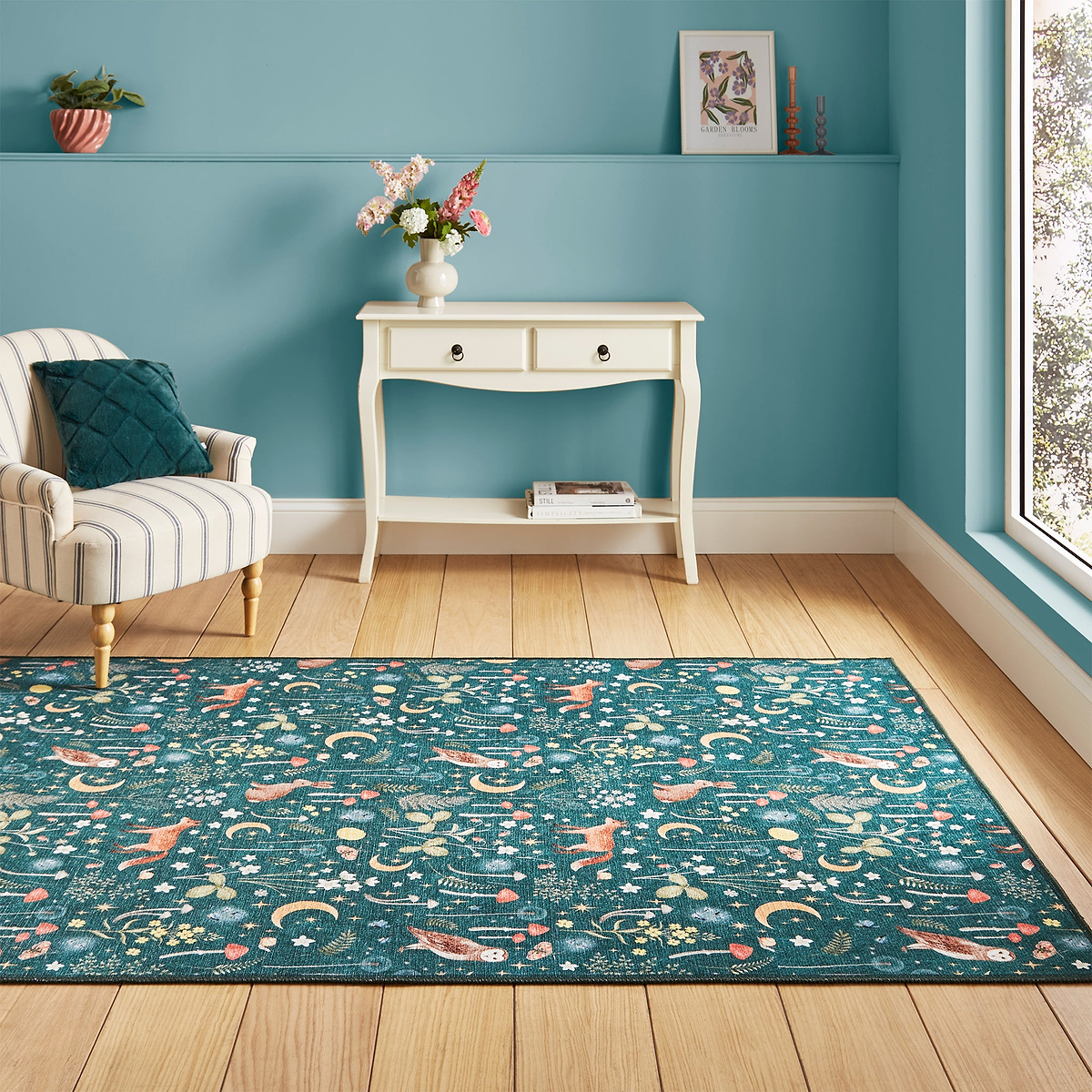 Twilight Animals Green Washable Rug from Roseland Furniture