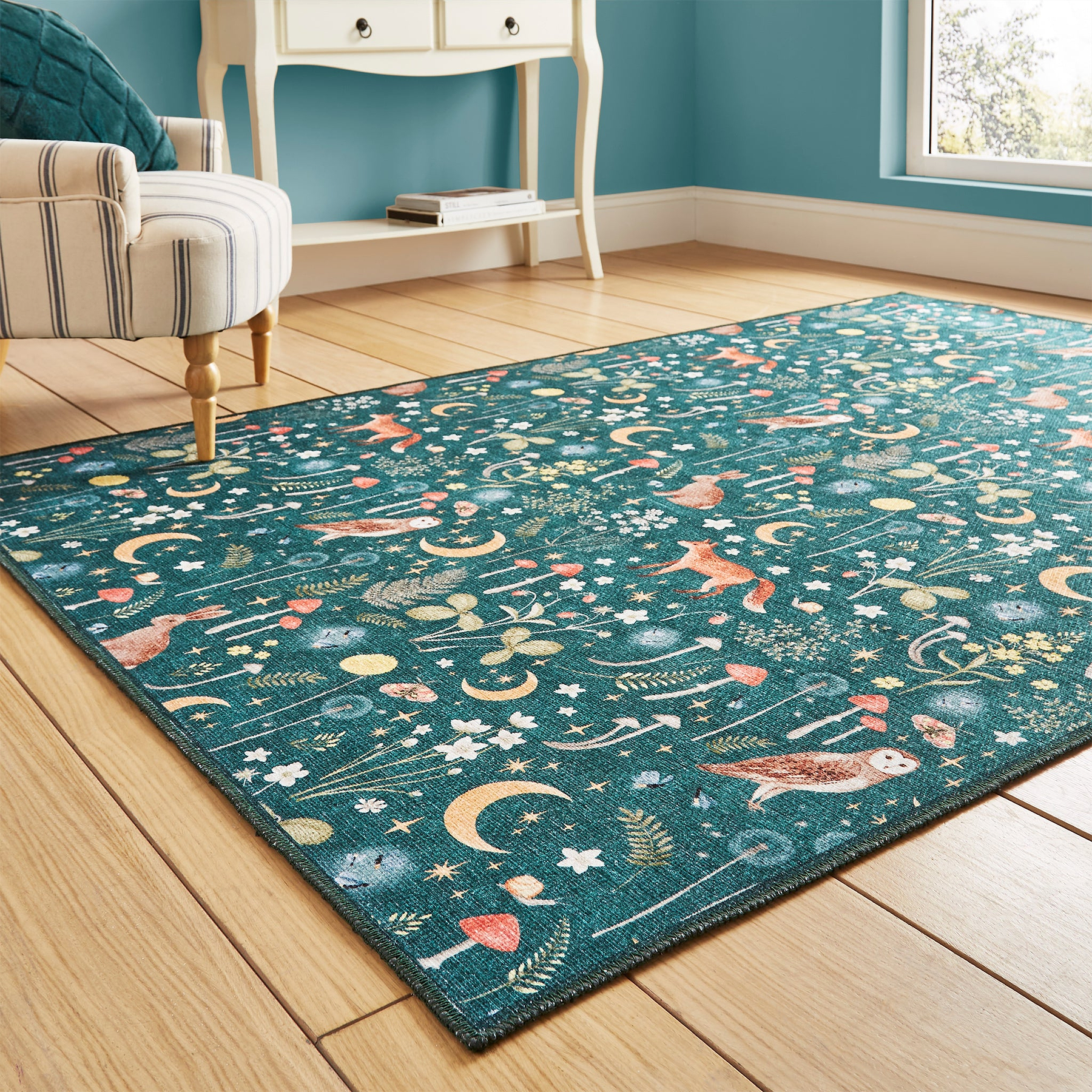 Twilight Animals Green Washable Rug from Roseland Furniture