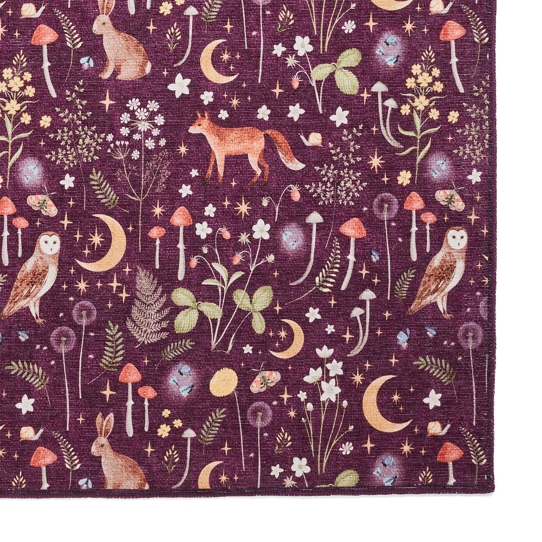 Twilight Animals Plum Washable Rug from Roseland Furniture