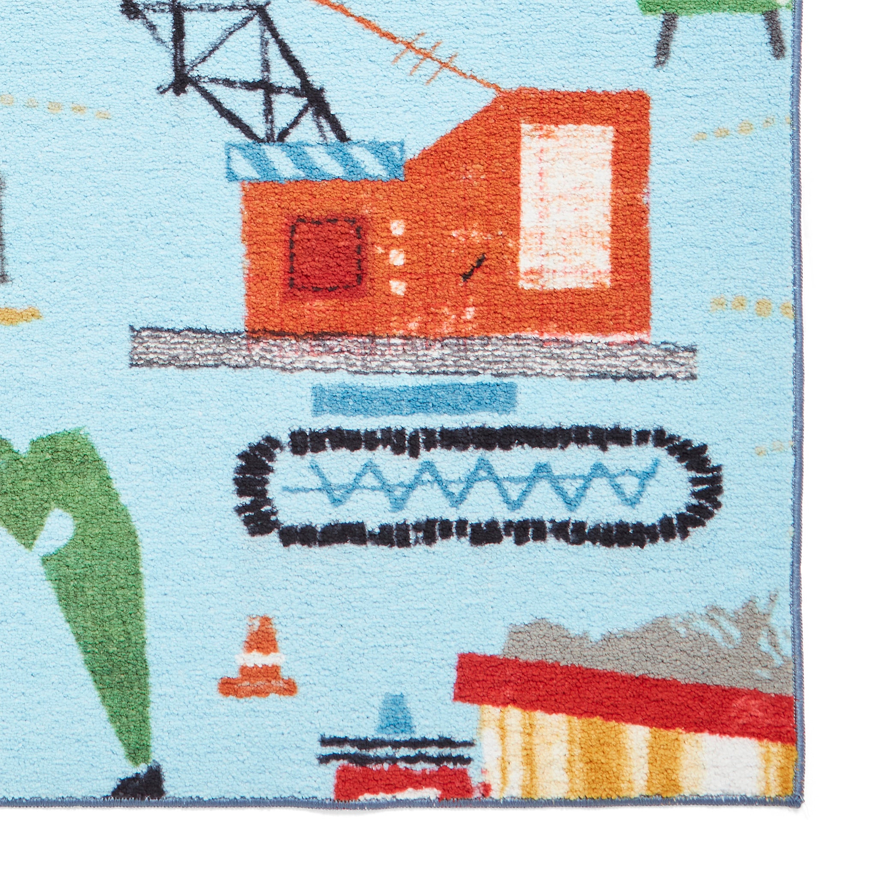 Kids Construction Washable Rug 080 x 150 Blue from Roseland Furniture