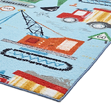 Kids Construction Washable Rug 080 x 150 Blue from Roseland Furniture
